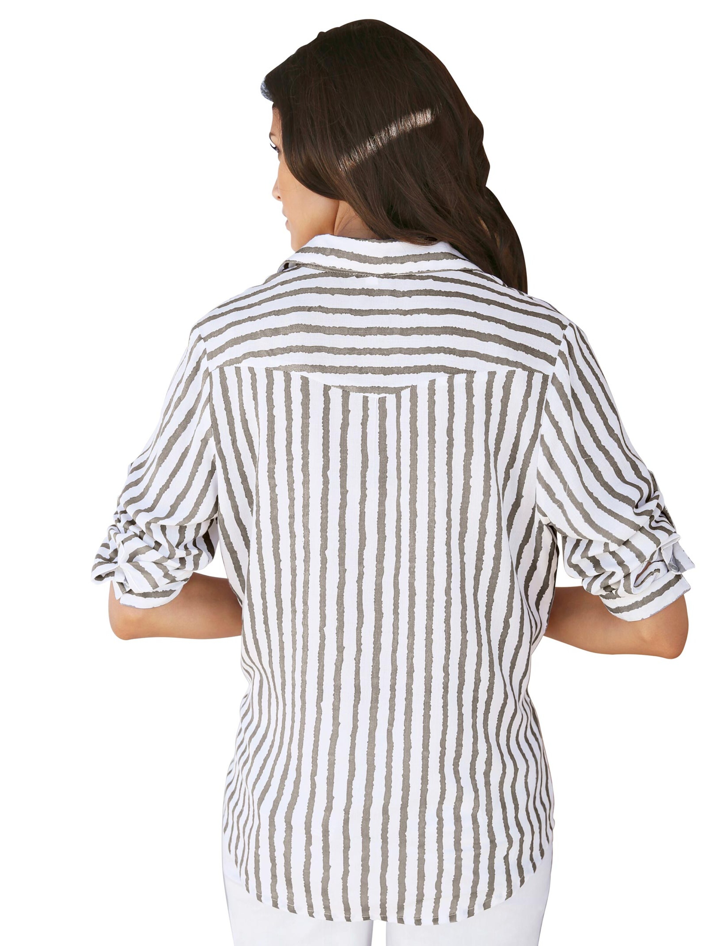 Gestreifte Bluse - taupe-weiß-gestreift