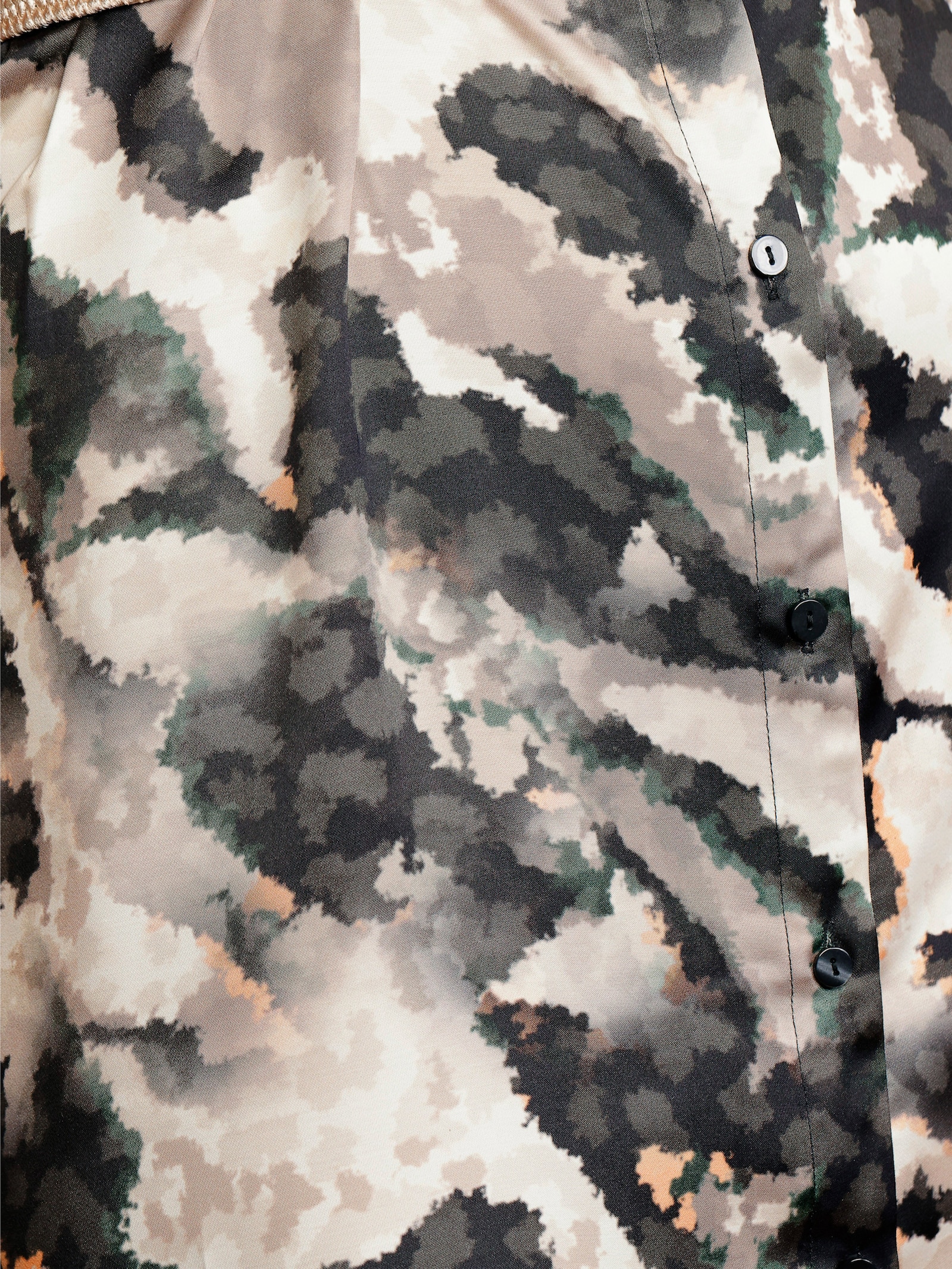 heine Hemdblusenkleid mit Bindegürtel - schwarz-champagner-bedruckt