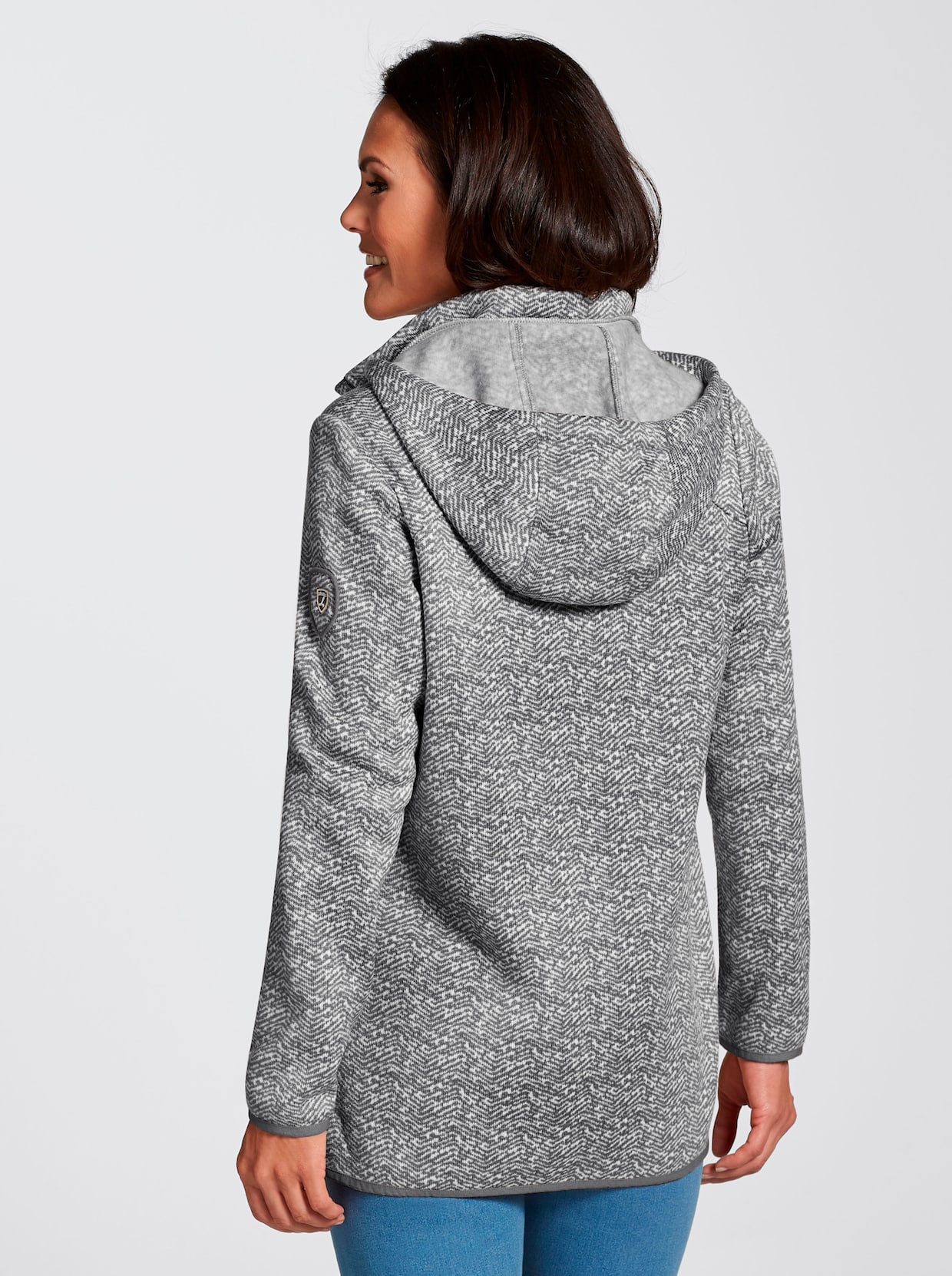 Veste polaire à capuche - gris-blanc à motifs