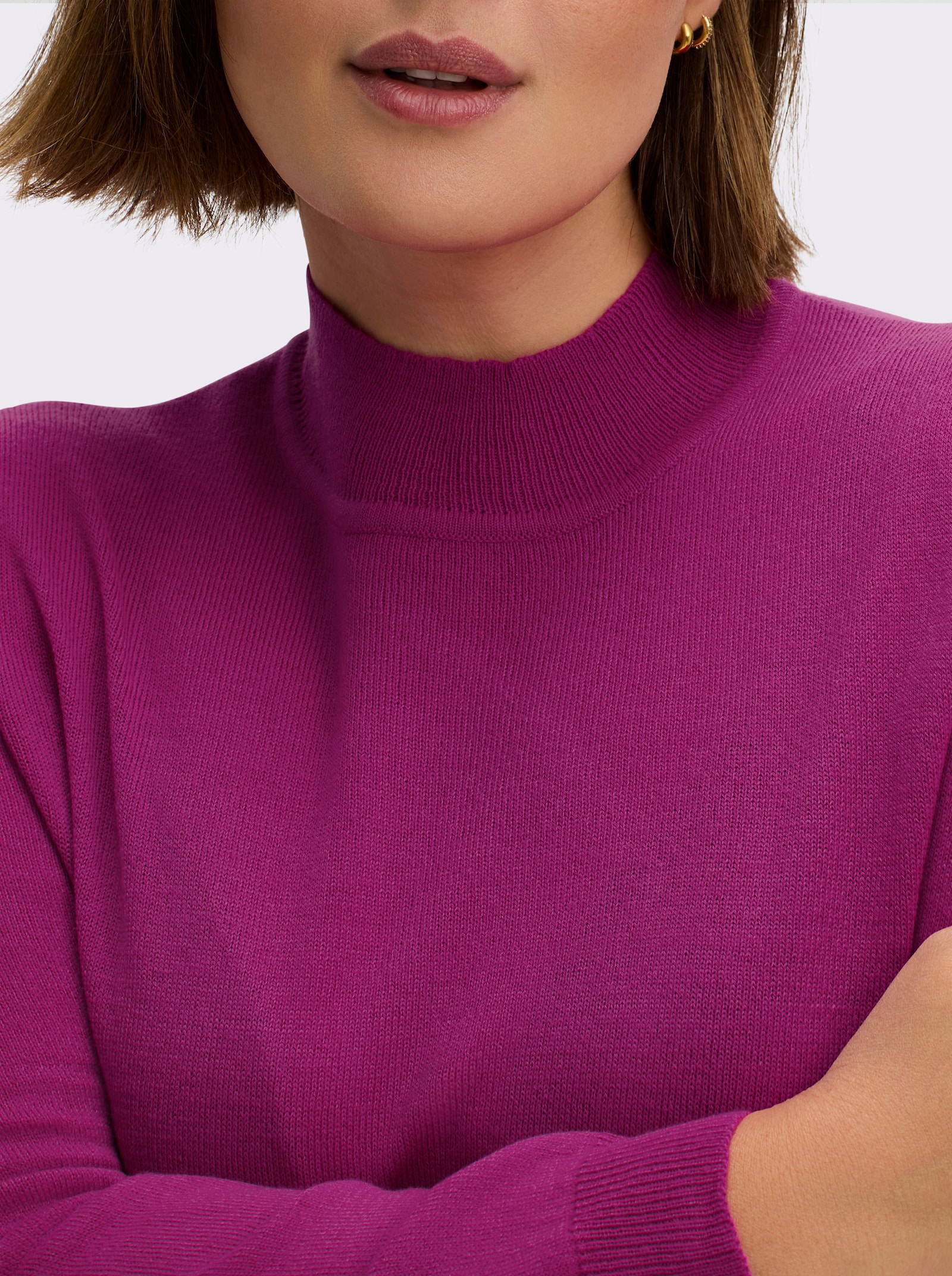 Stehkragenpullover weich wie Kaschmir - magenta