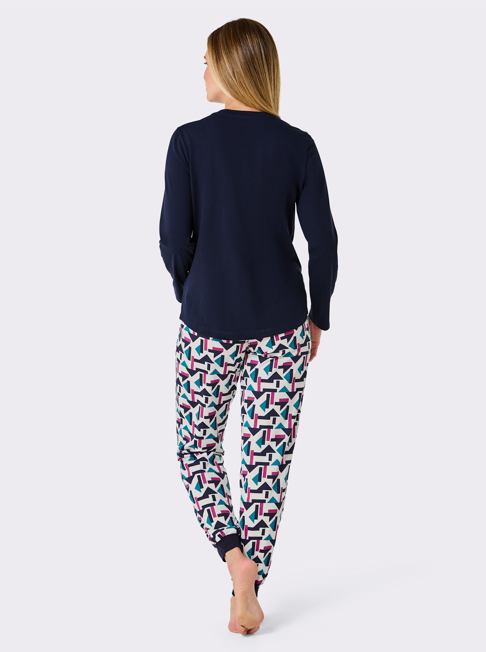 wäschepur Schlafanzug - marine-ecru-bedruckt