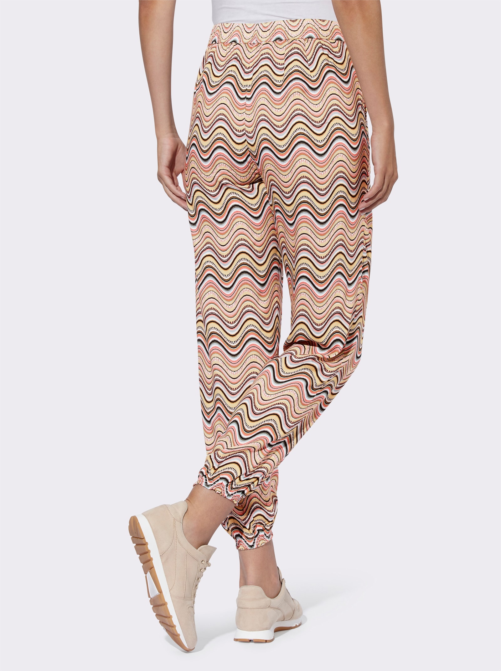 heine Webhose mit elastischem Bund - flamingo-schwarz-bedruckt