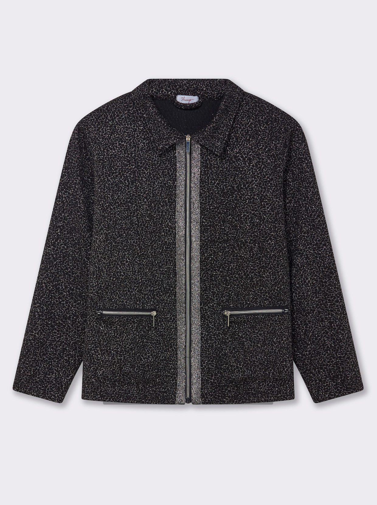 sheego Shirtjacke - schwarz-gemustert