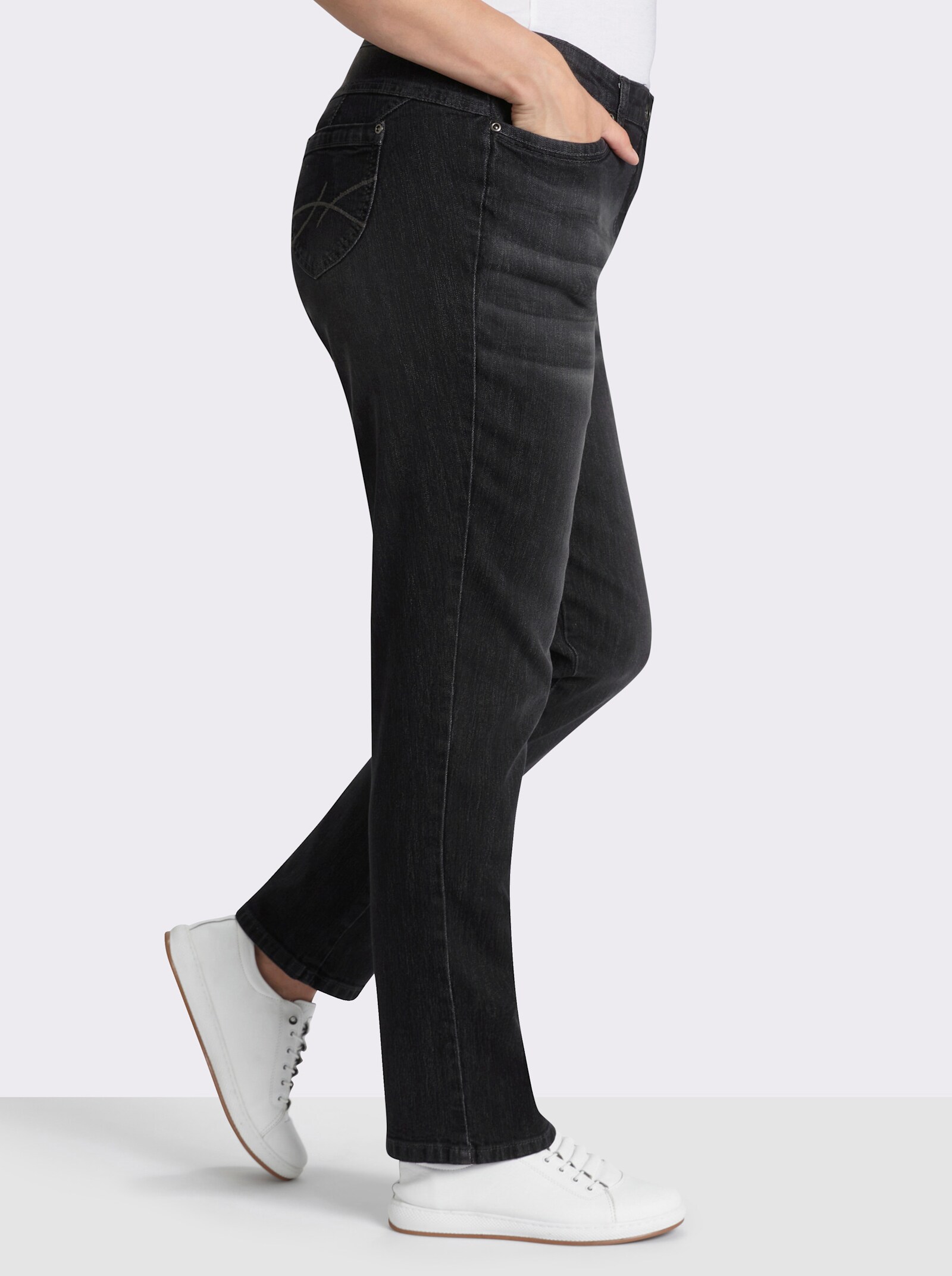5-Pocket-Jeans mit Hell-Dunkel-Effekt - black-denim