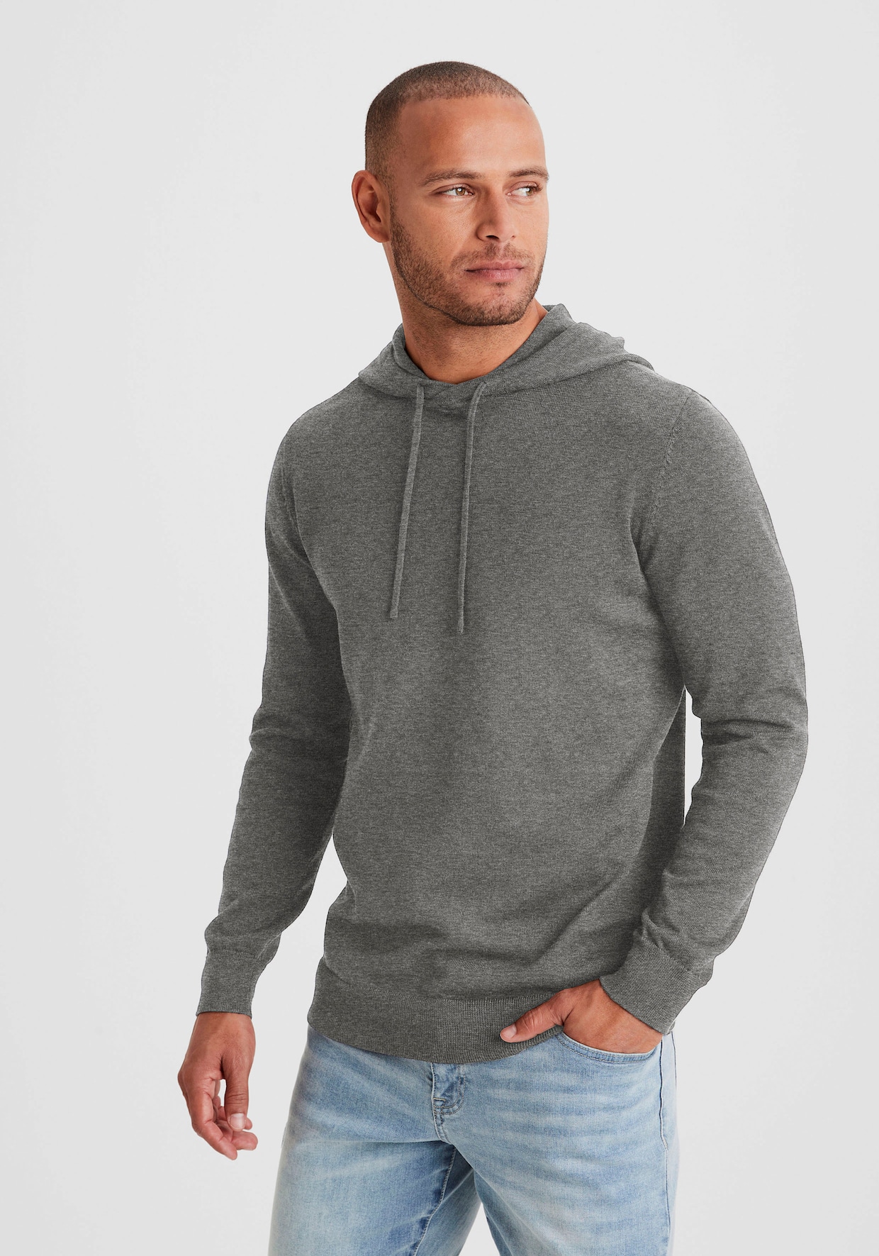 H.I.S Gebreide pullover - donkergrijs gemêleerd