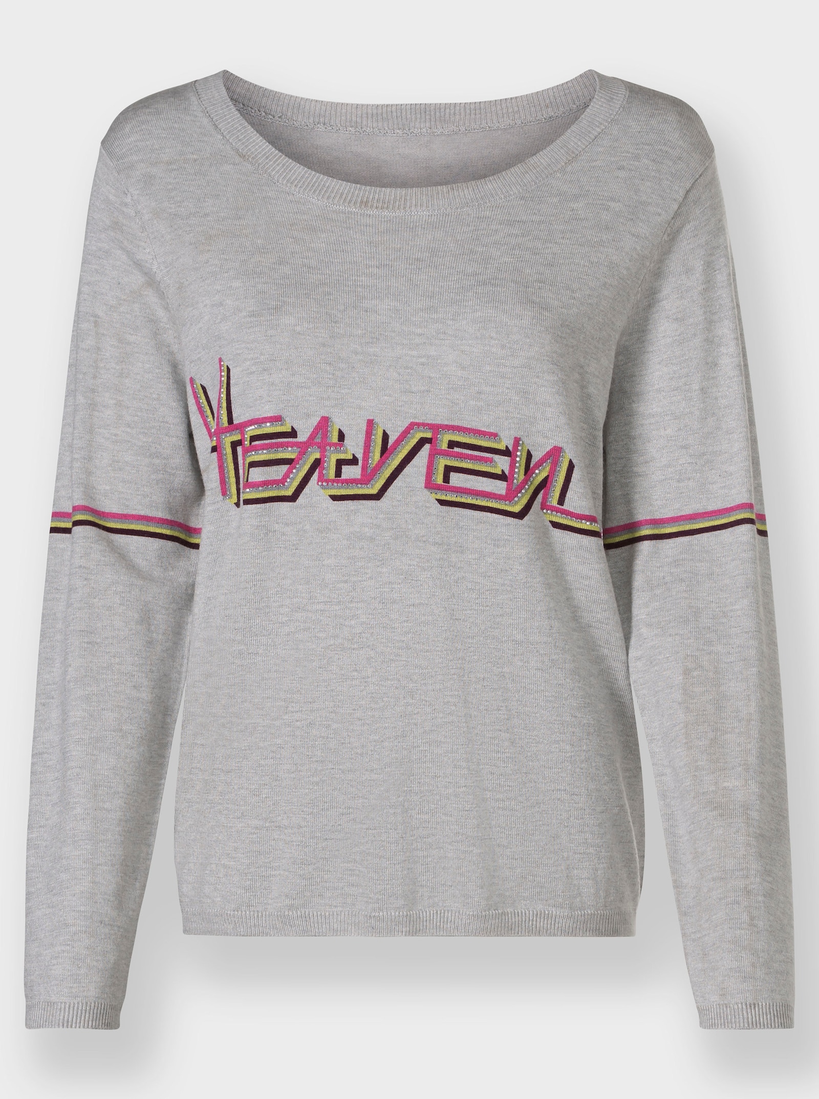 heine Pullover van fijntricot met opschrift - lichtgrijs gemêleerd