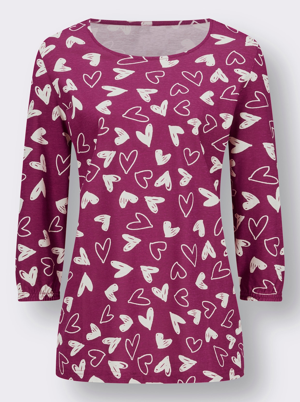 Print-Shirt - magenta-ecru-bedruckt