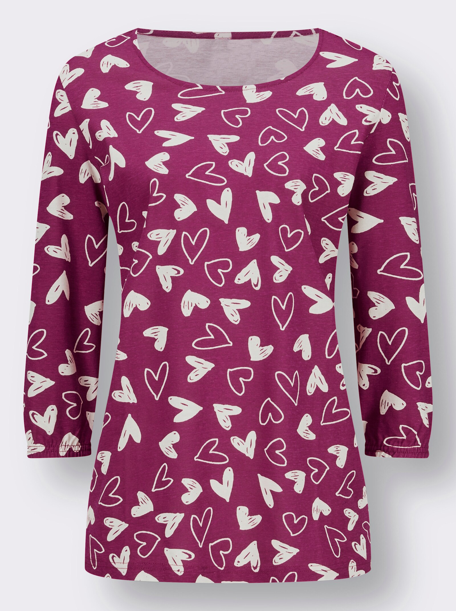 Print-Shirt mit herzigem Druck - magenta-ecru-bedruckt