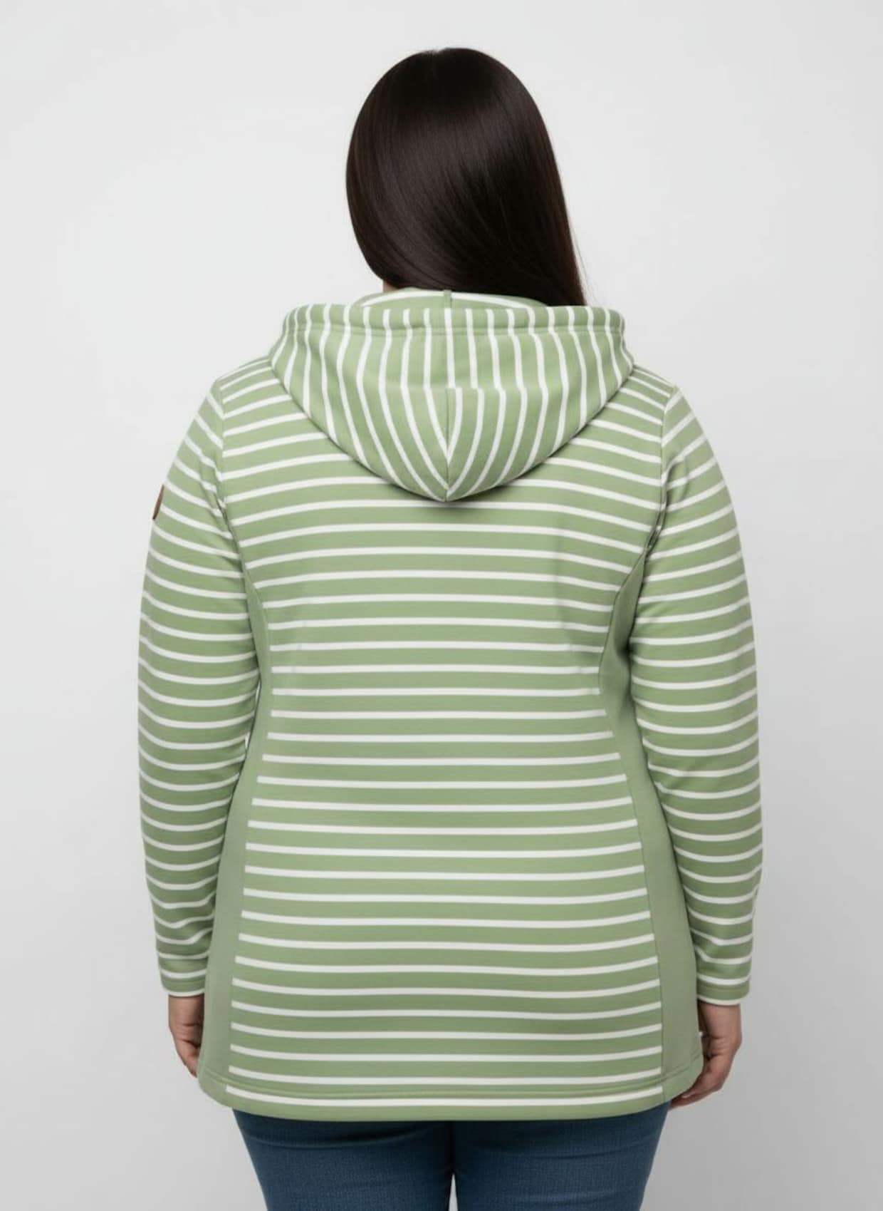 Kapuzensweatshirt mit 2 Nahttaschen - eucalyptus-ecru-geringelt