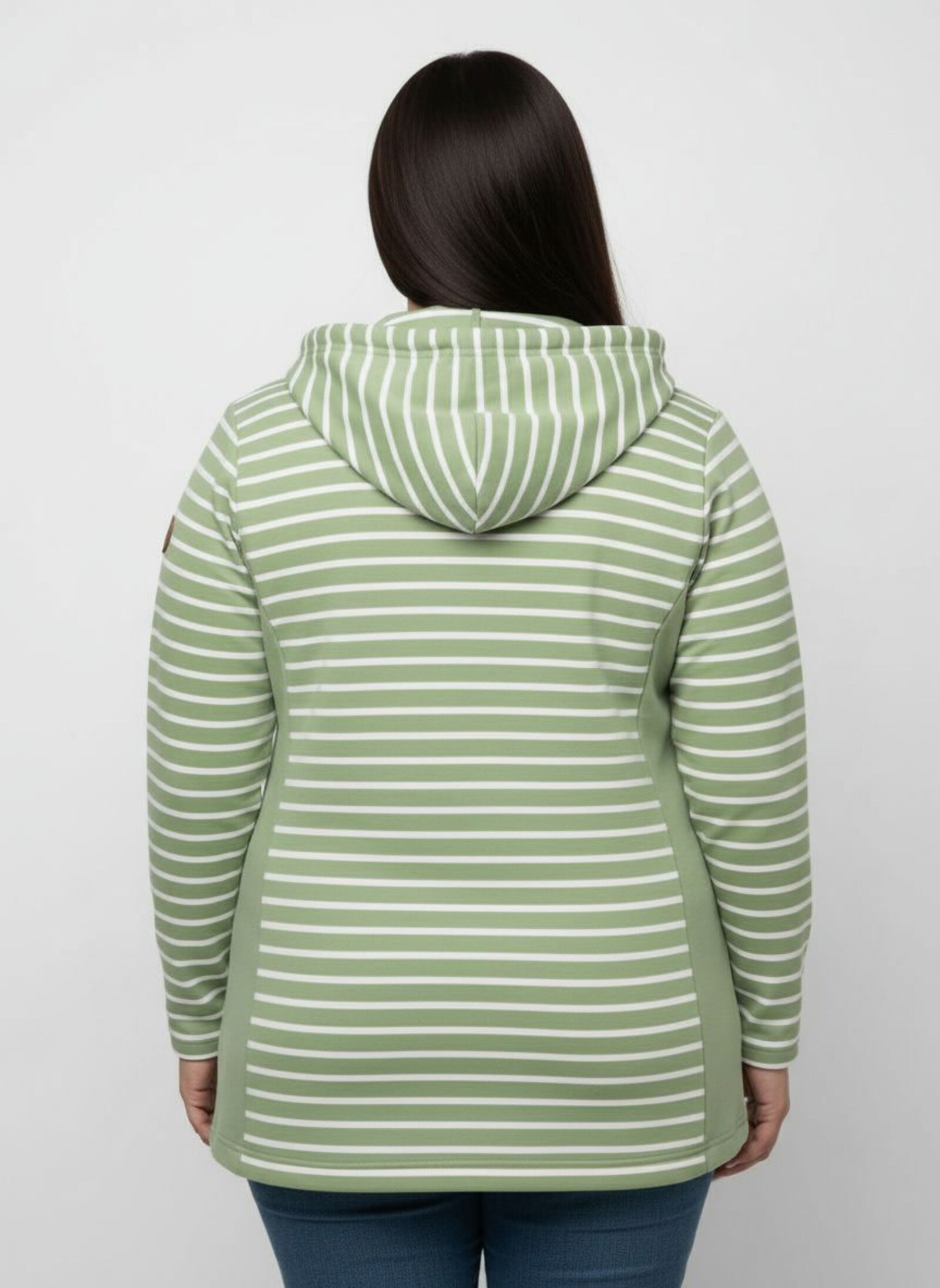 Kapuzensweatshirt mit 2 Nahttaschen - eucalyptus-ecru-geringelt