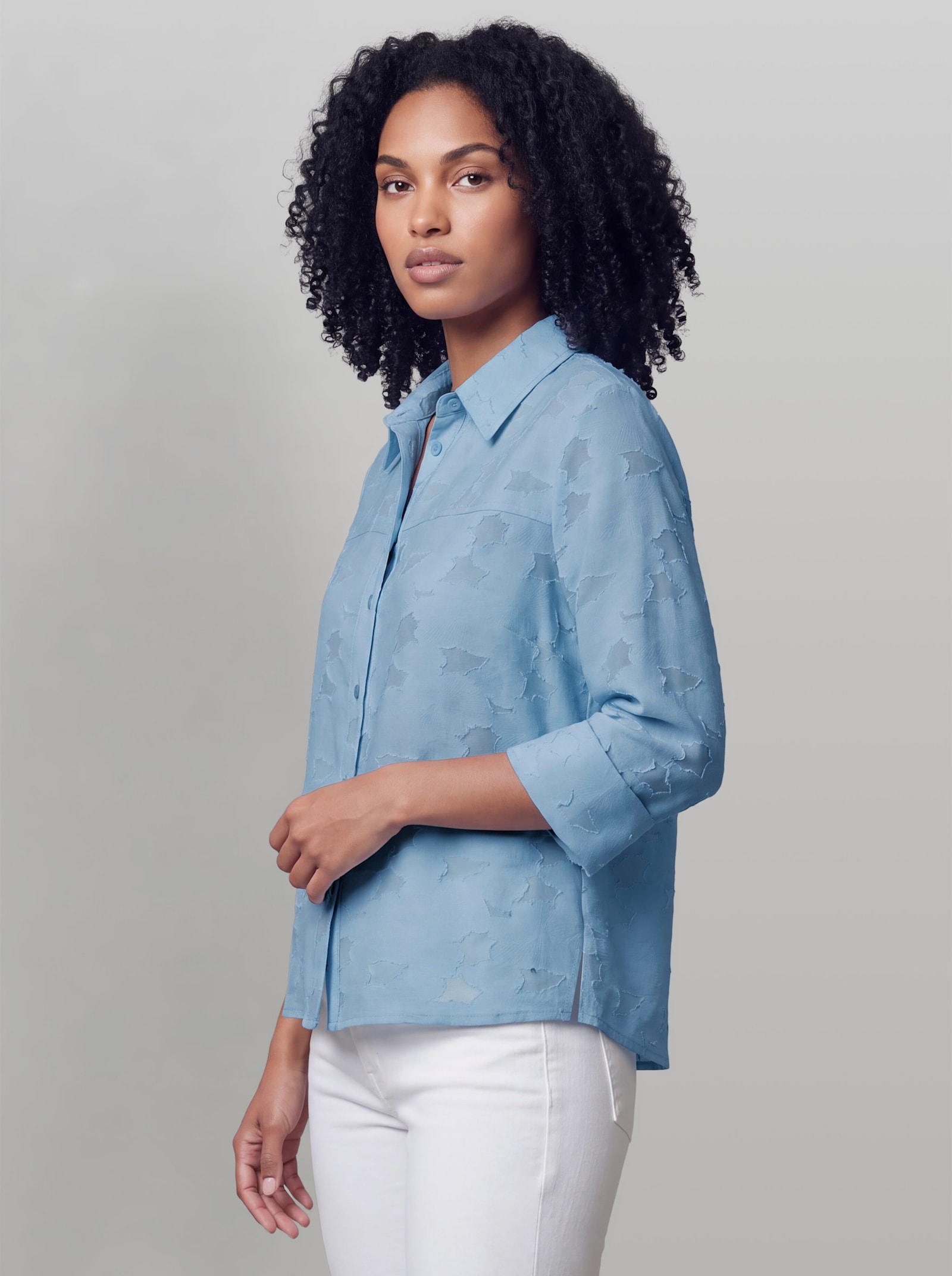heine Hemdbluse mit Strukturmuster - bleu