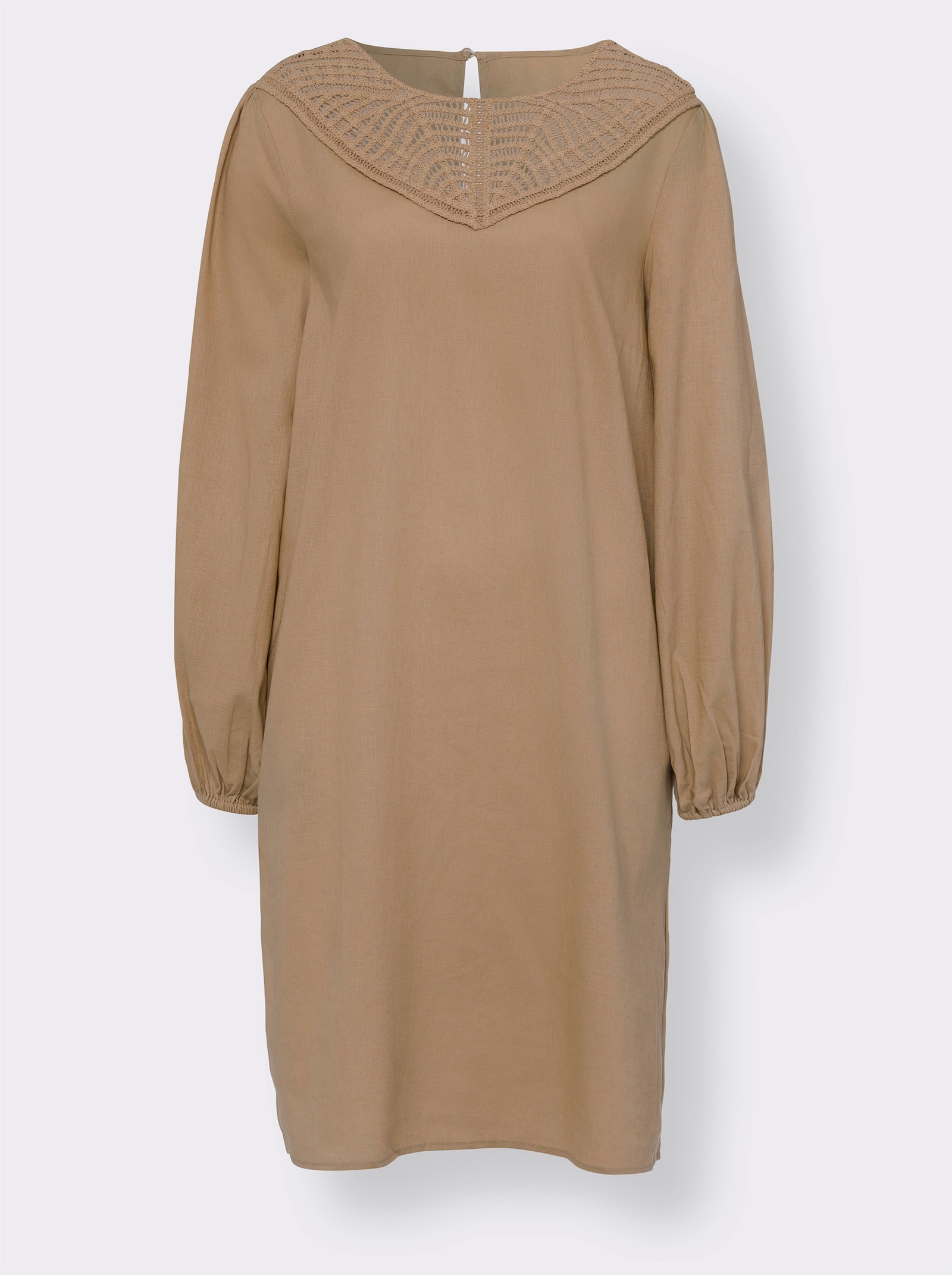 heine A-Linien-Kleid mit Ballonärmeln - camel