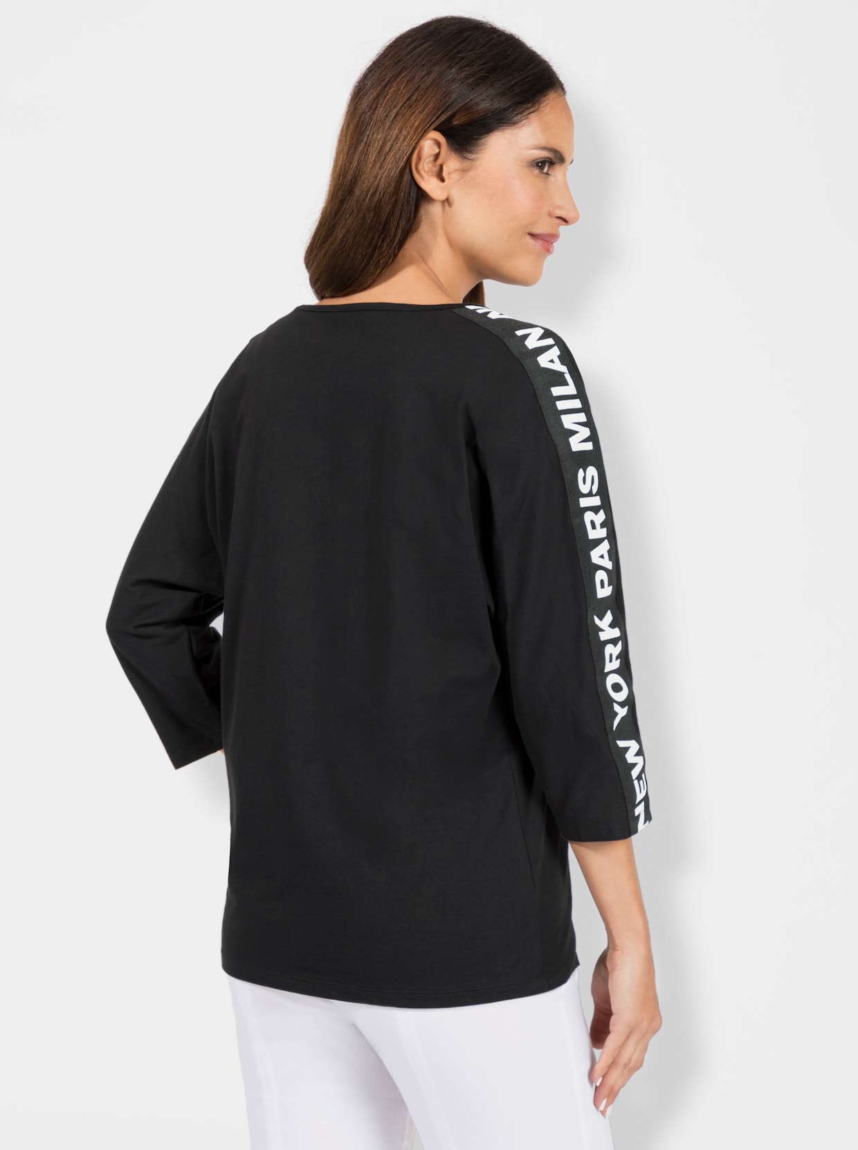 Shirt met 3/4-mouw - zwart/wit
