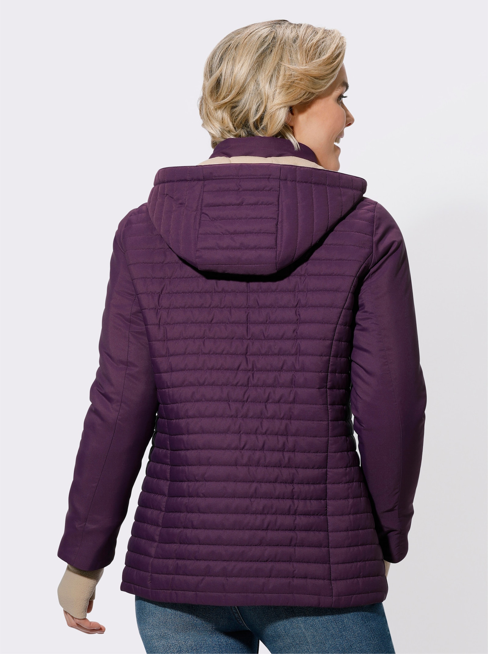 Steppjacke mit abnehmbarer Kapuze - traube