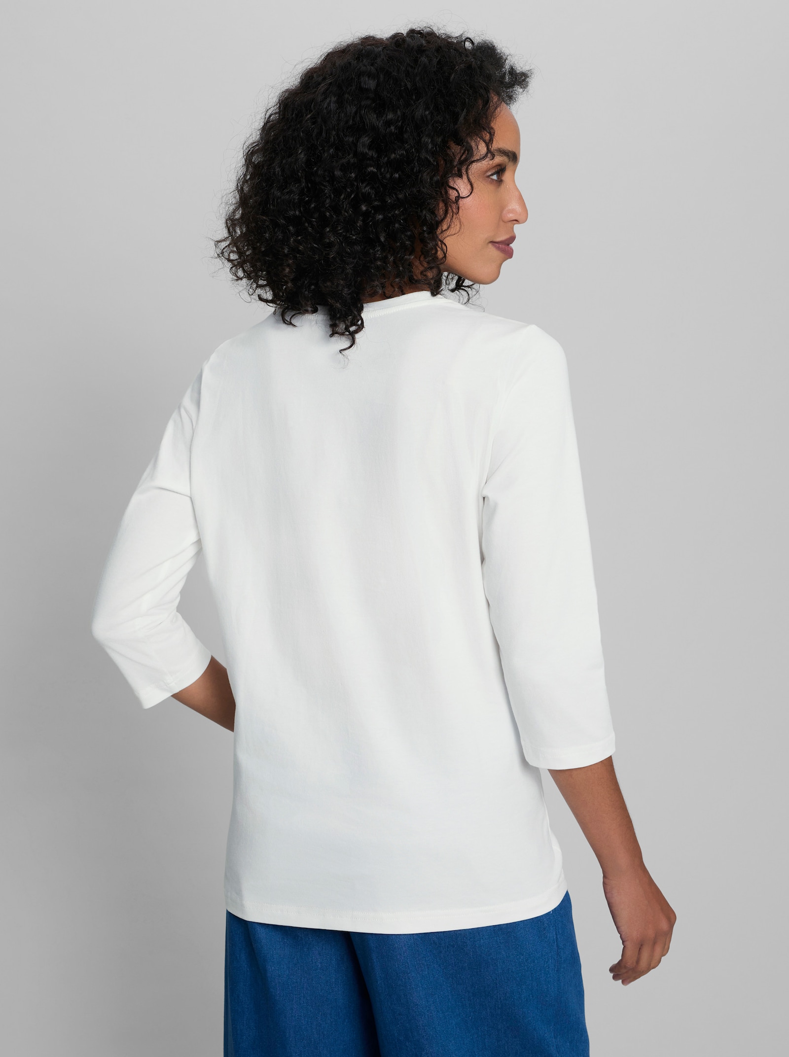 heine Kurzarmshirt mit Glitzersteinchen - ecru