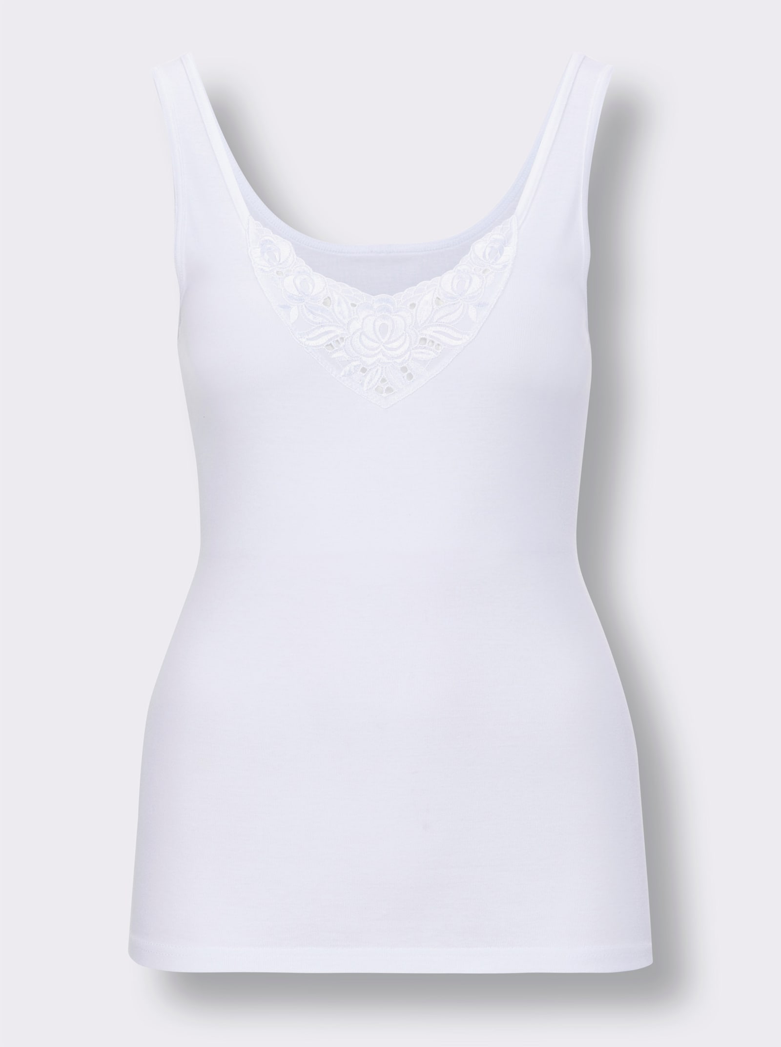 Achselhemd mit Spitze - weiß