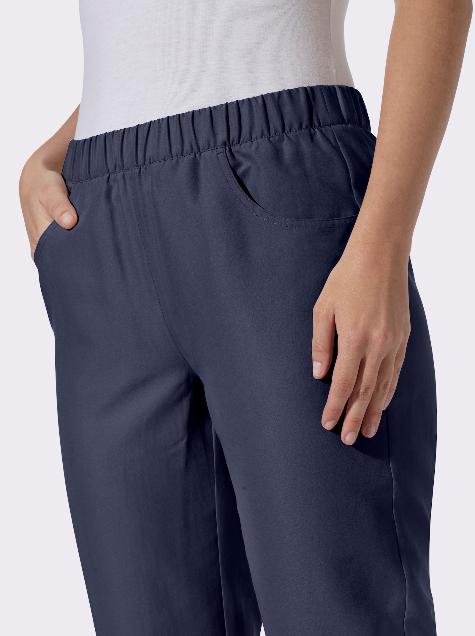 3/4-broek van microgaren, borduursel - marine