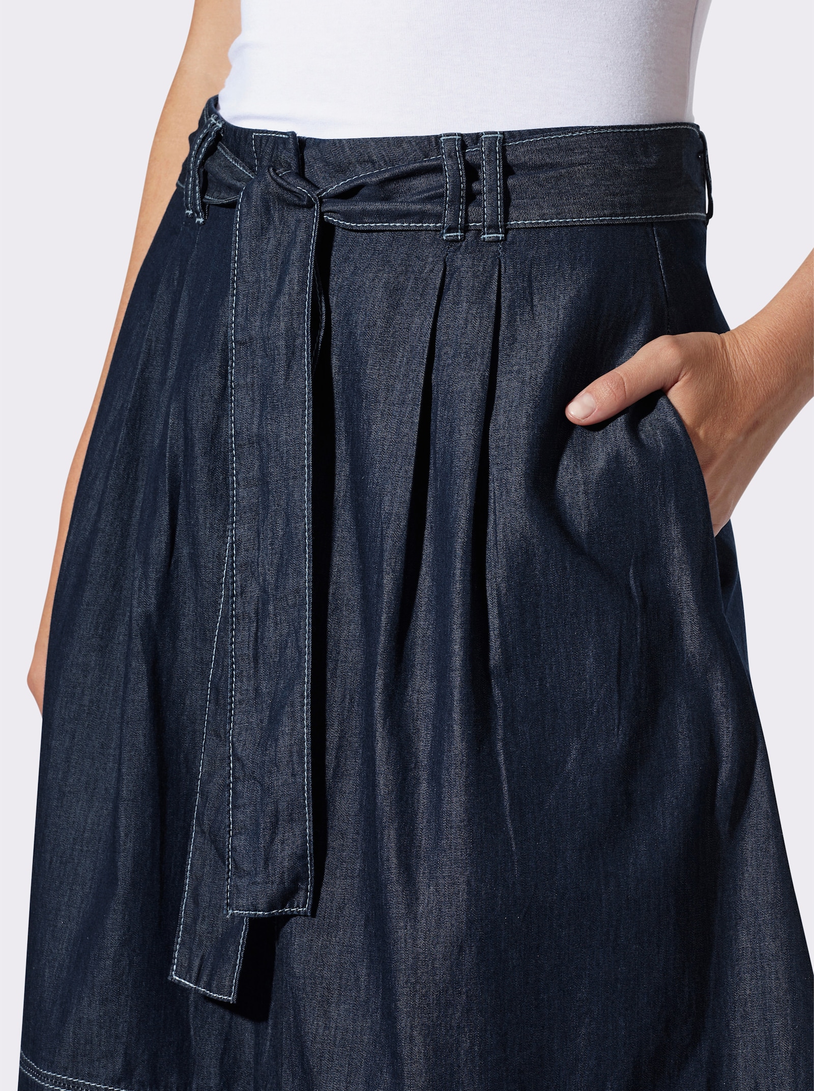 heine Jeansrock mit Kontrastnähten - blue-stone-washed