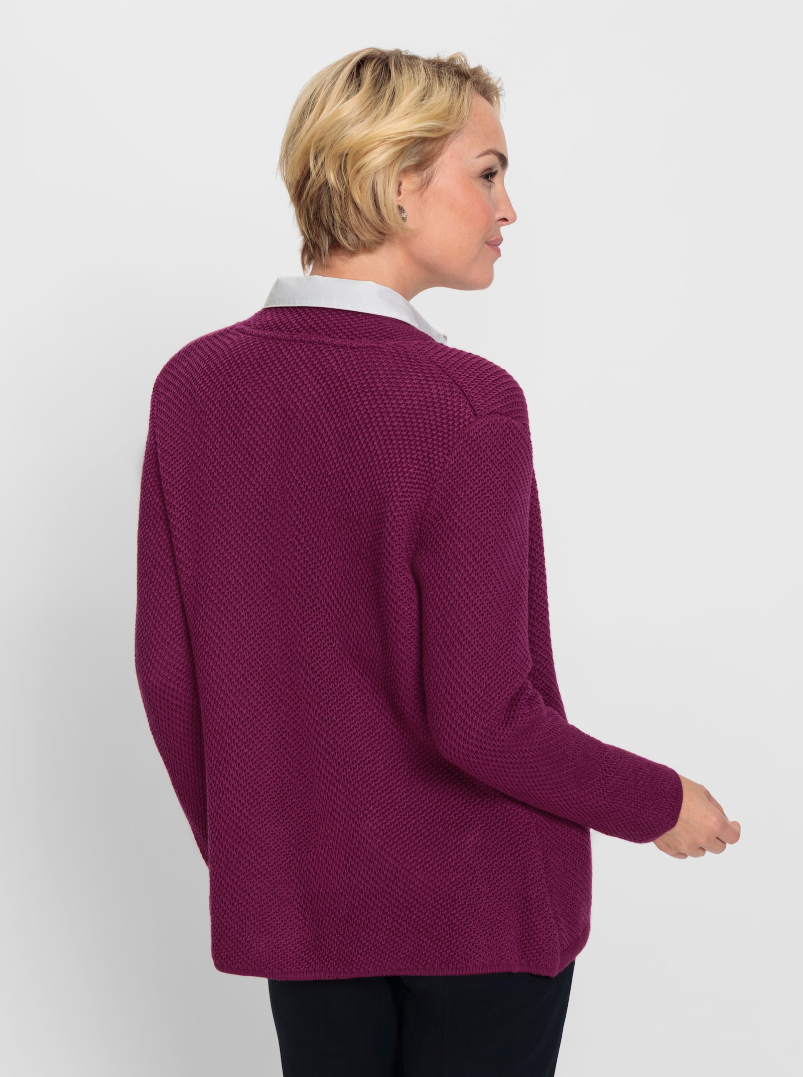 Strickjacke mit Perlfang-Muster - malve