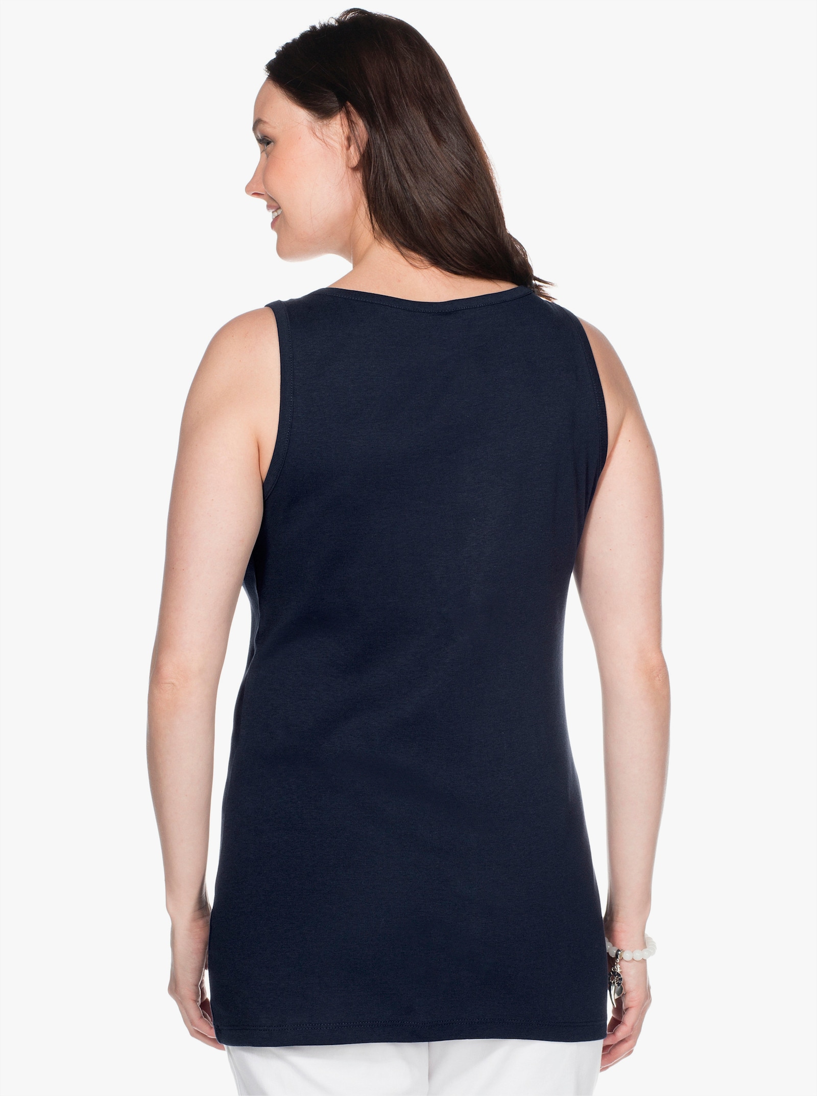 sheego Longtop mit weitem Ausschnitt, Rippqualität - marine