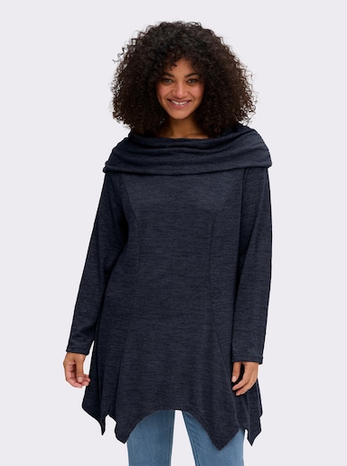 sheego by Joe Browns Longsweatshirt im Strick-Look - marine-jeansblau-meliert