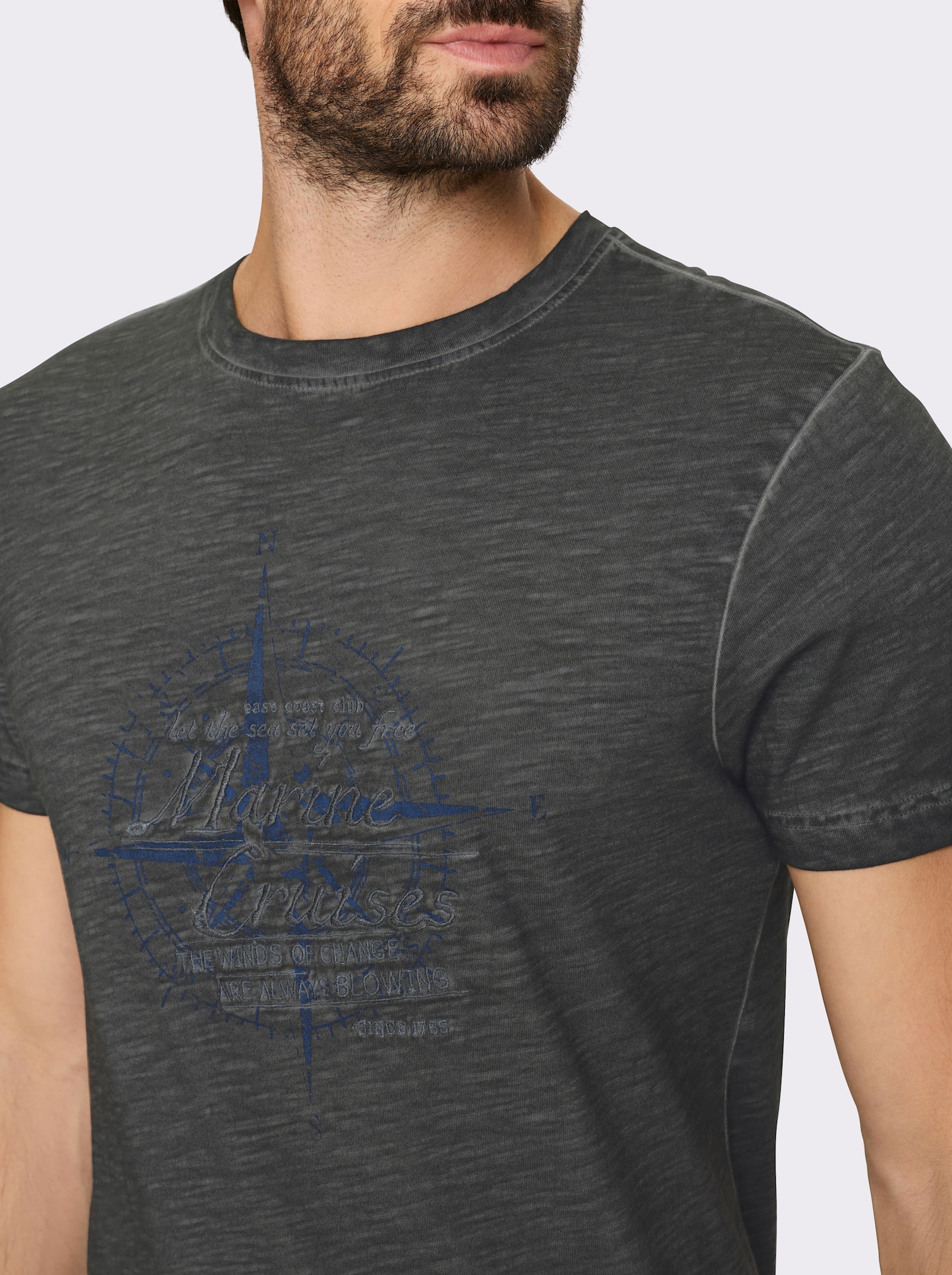 Marco Donati T-Shirt im Used-Look - graphit-bedruckt