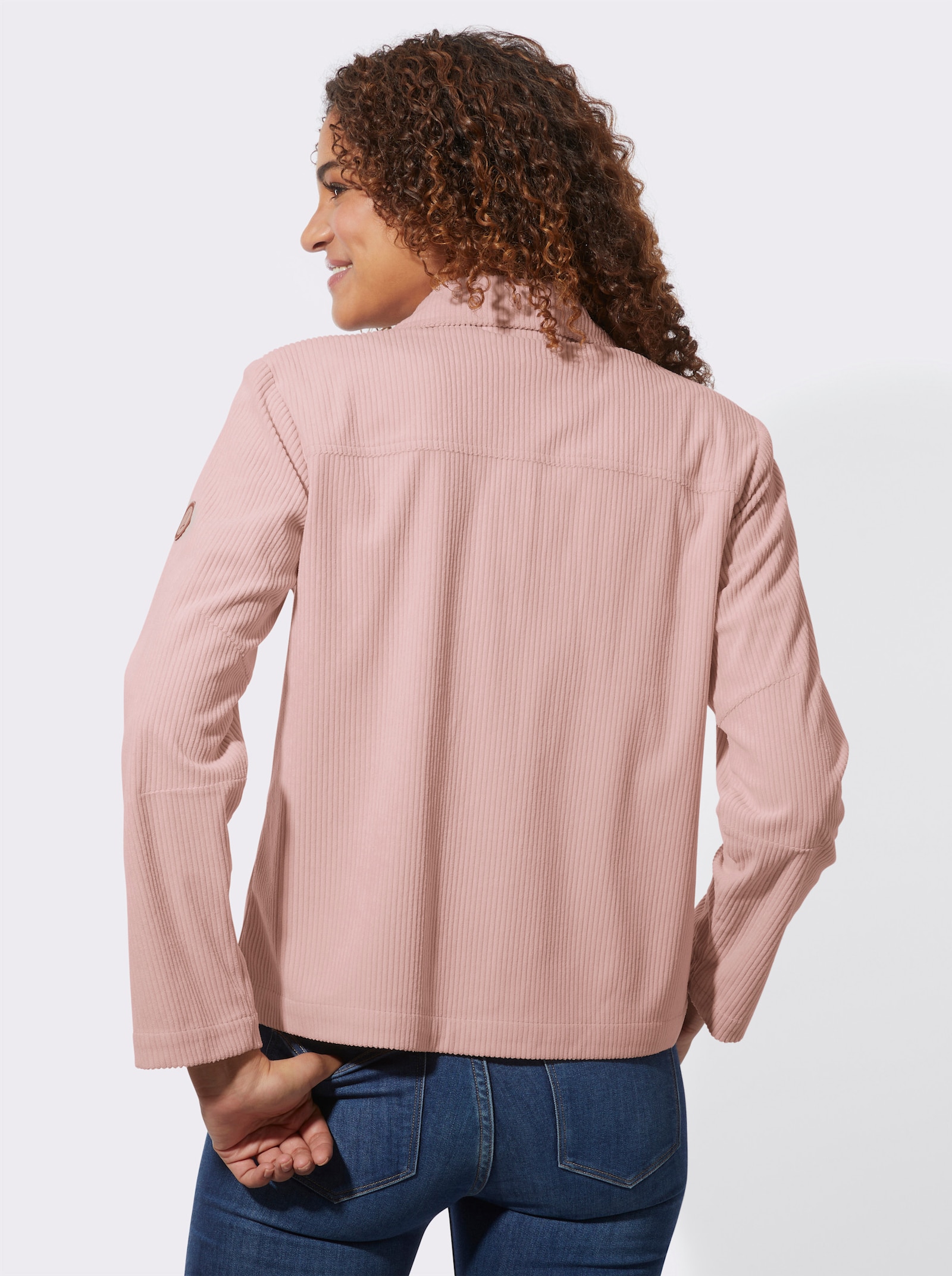 Cordjacke mit Hemdkragen - puder