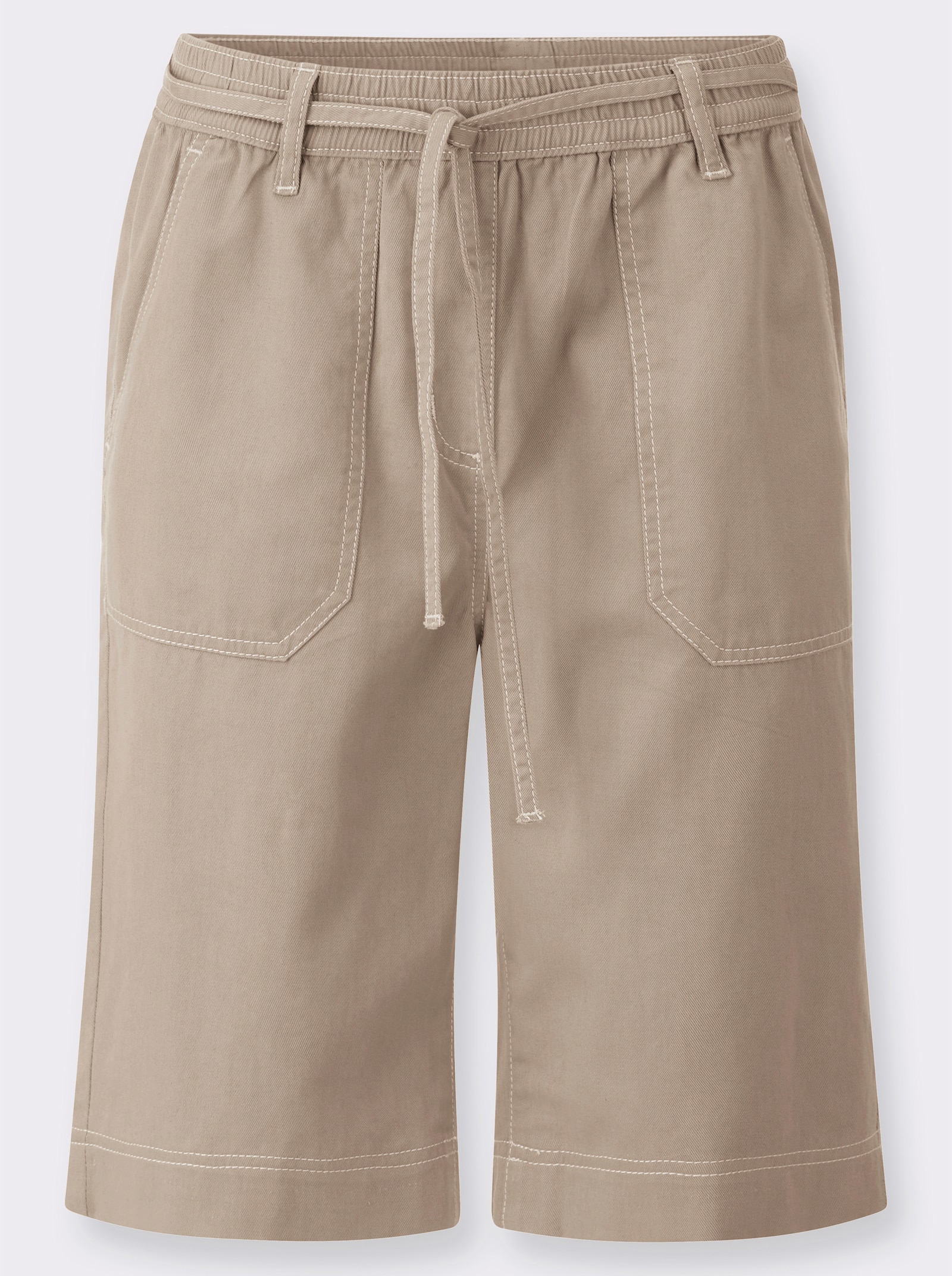 Šortky s páskem na zavázání - béžová