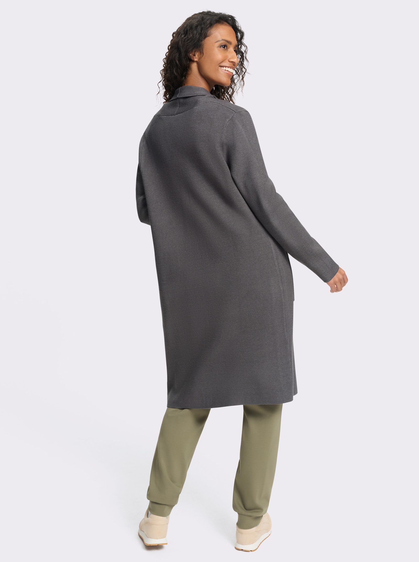 heine Strickjacke im Jacquard-Strick - anthrazit-meliert