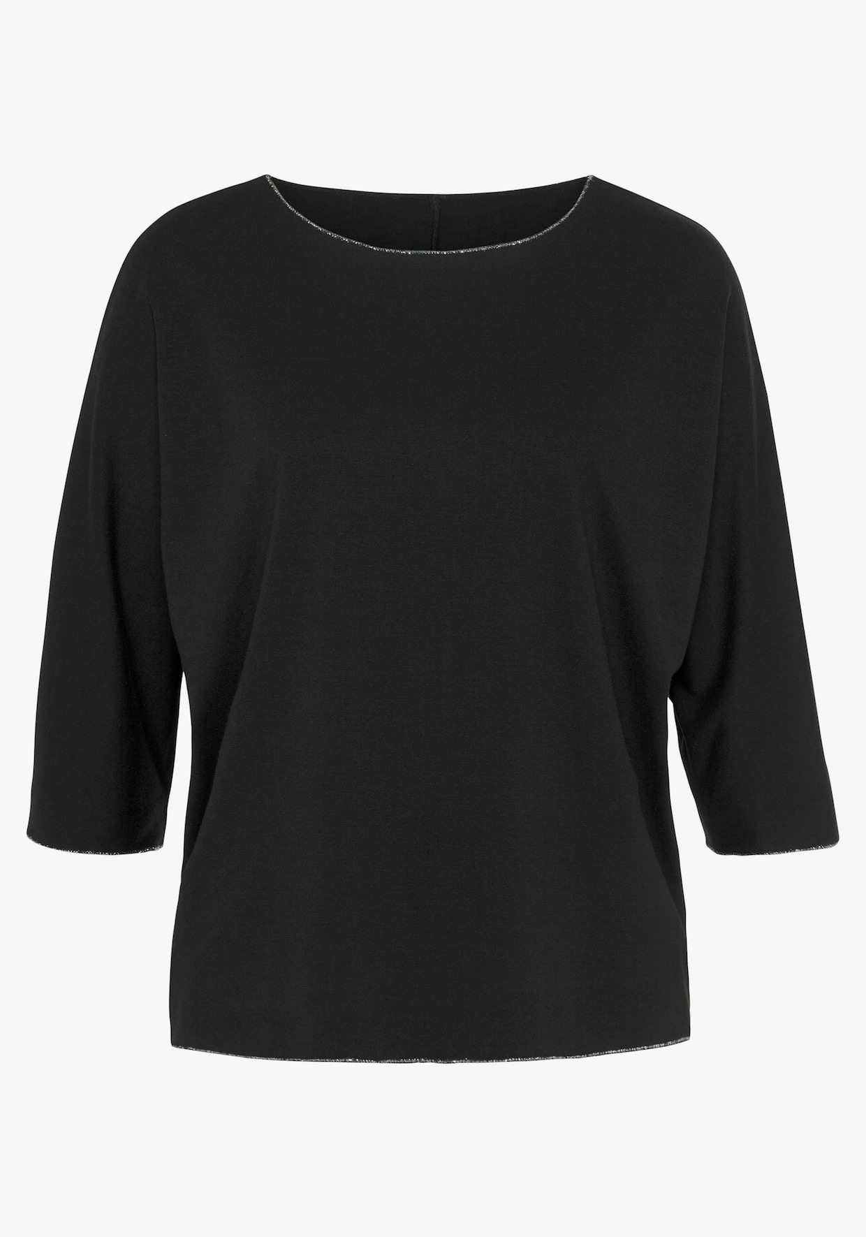 LASCANA Shirt met ronde hals - zwart