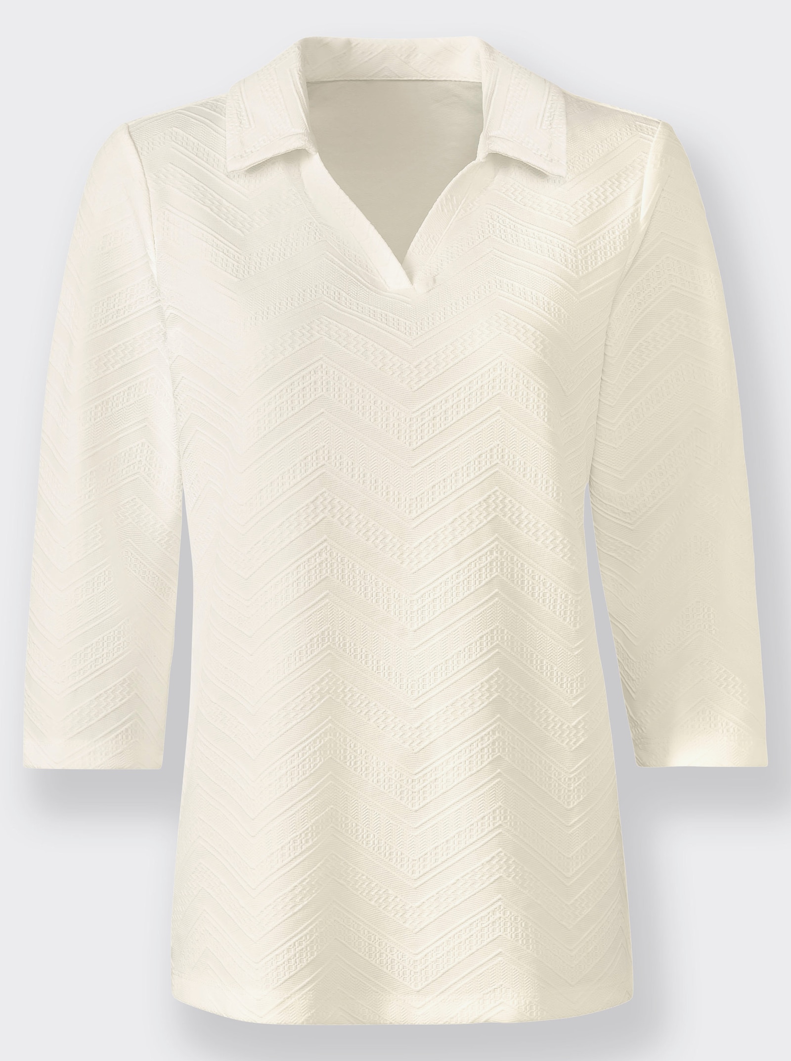 Poloshirt met open V - ecru