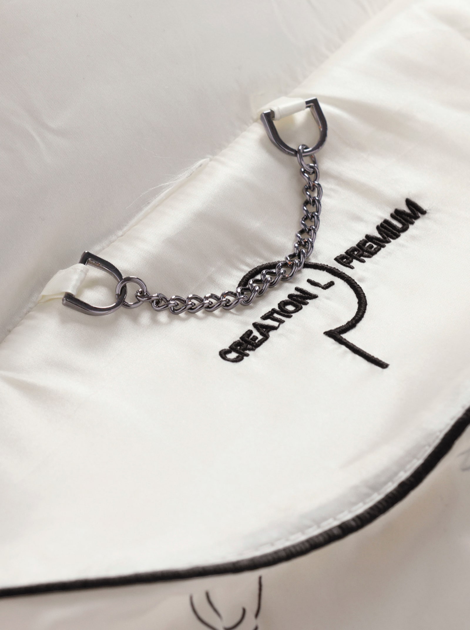 CREATION L PREMIUM Donsjack met tricotboordjes - ecru