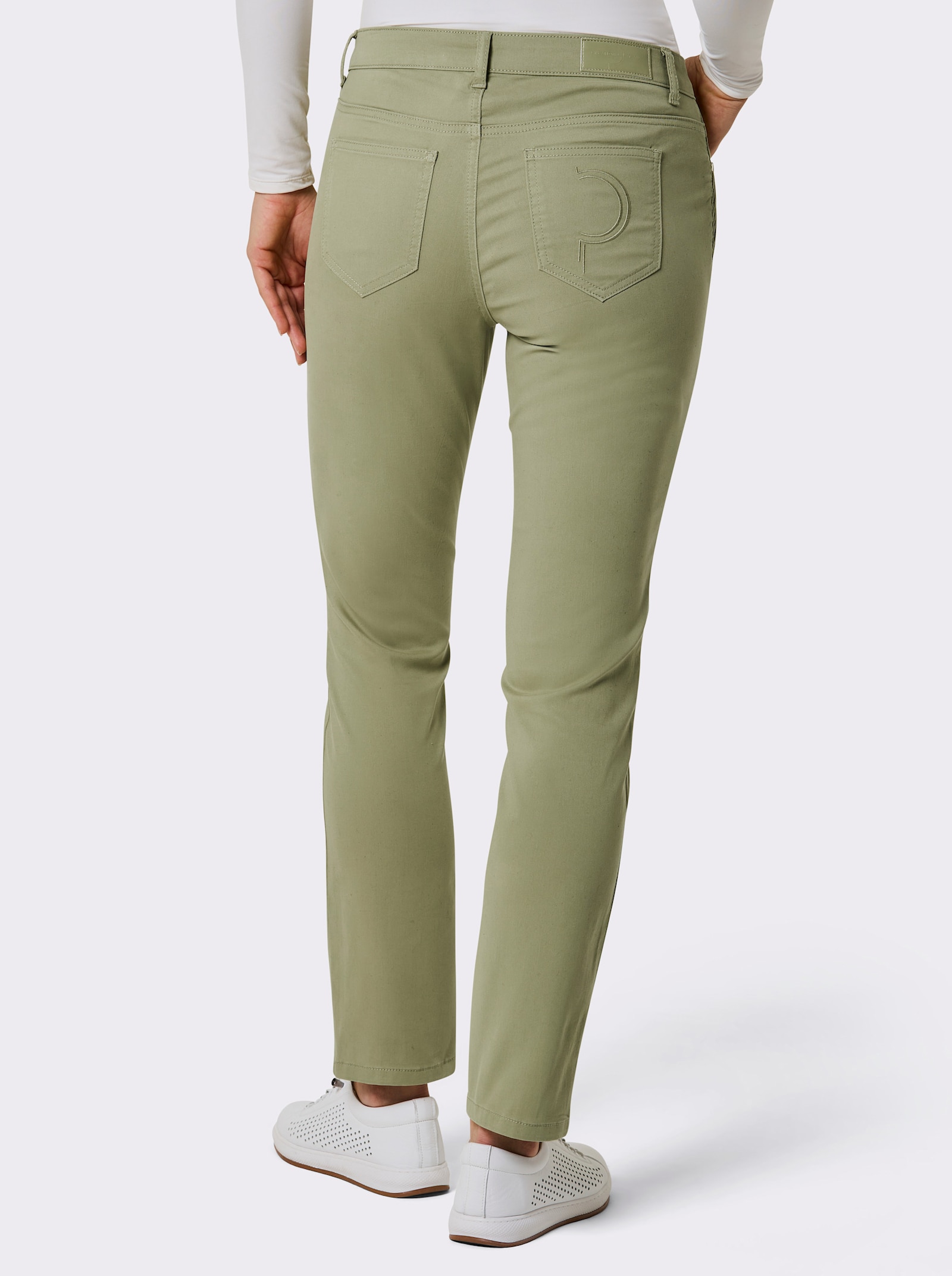 CREATION L PREMIUM 5-Pocket-Jeans mit Biesen-Verzierung an den Taschen - schilf