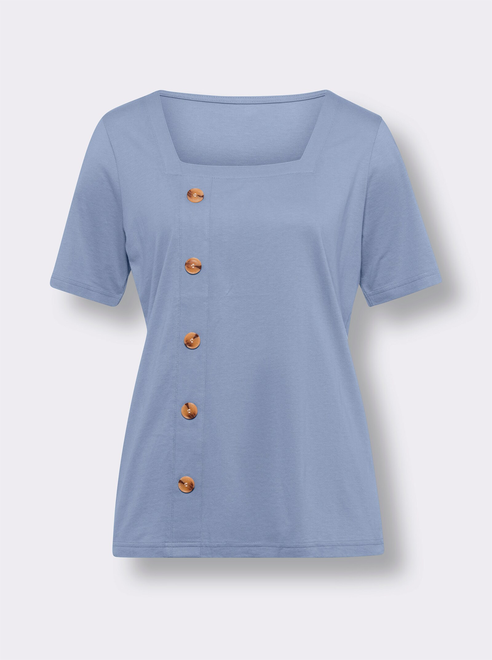 Tričko, kr.ruk., lišta-ozd.gomb. - bledomodrá