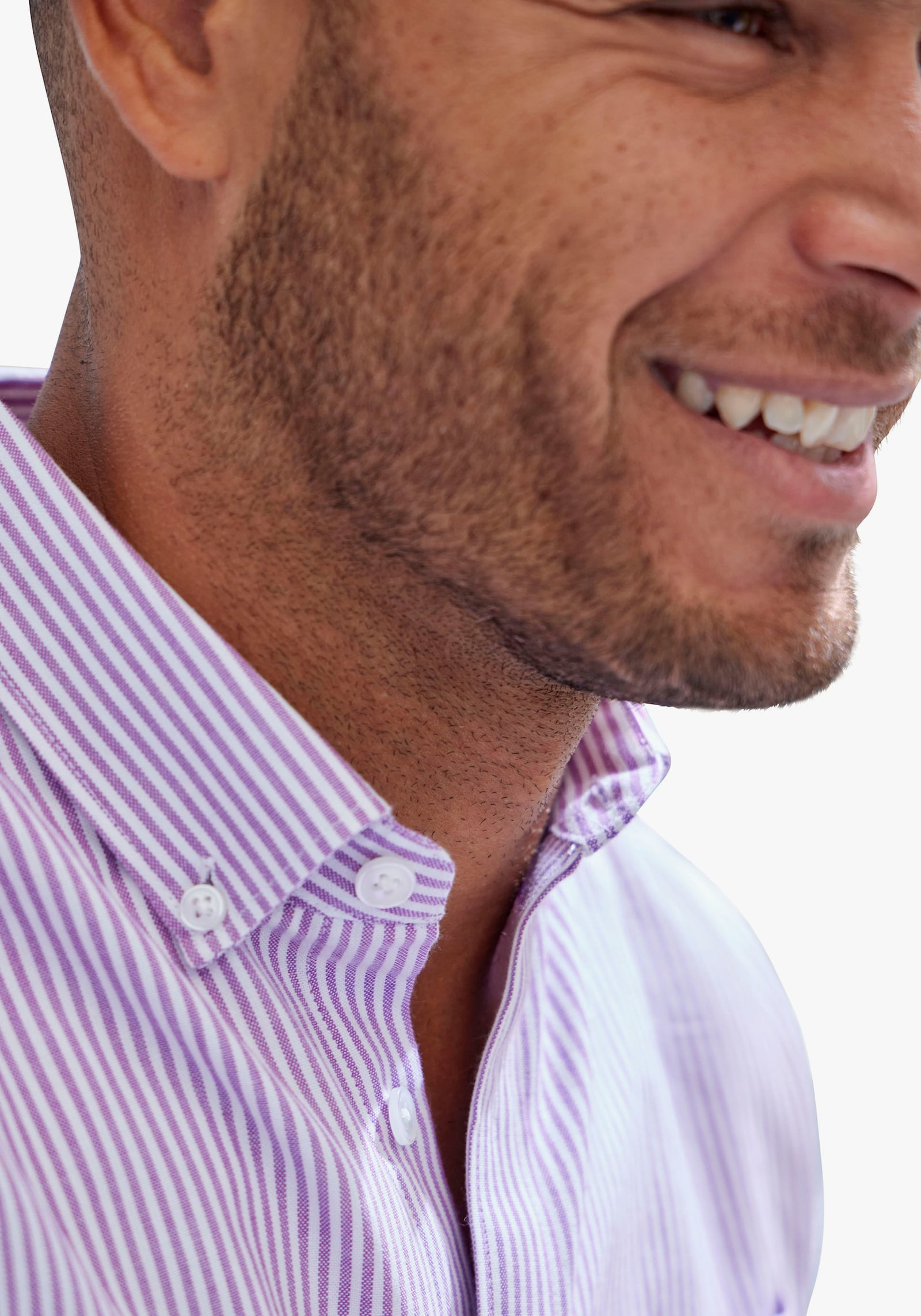 H.I.S Langarmhemd - lila / weiss