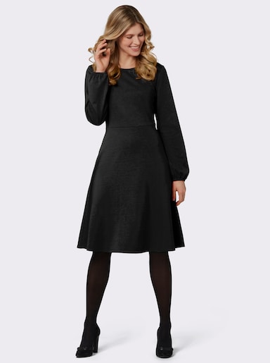 Jerseykleid mit elastischen Bündchen - schwarz