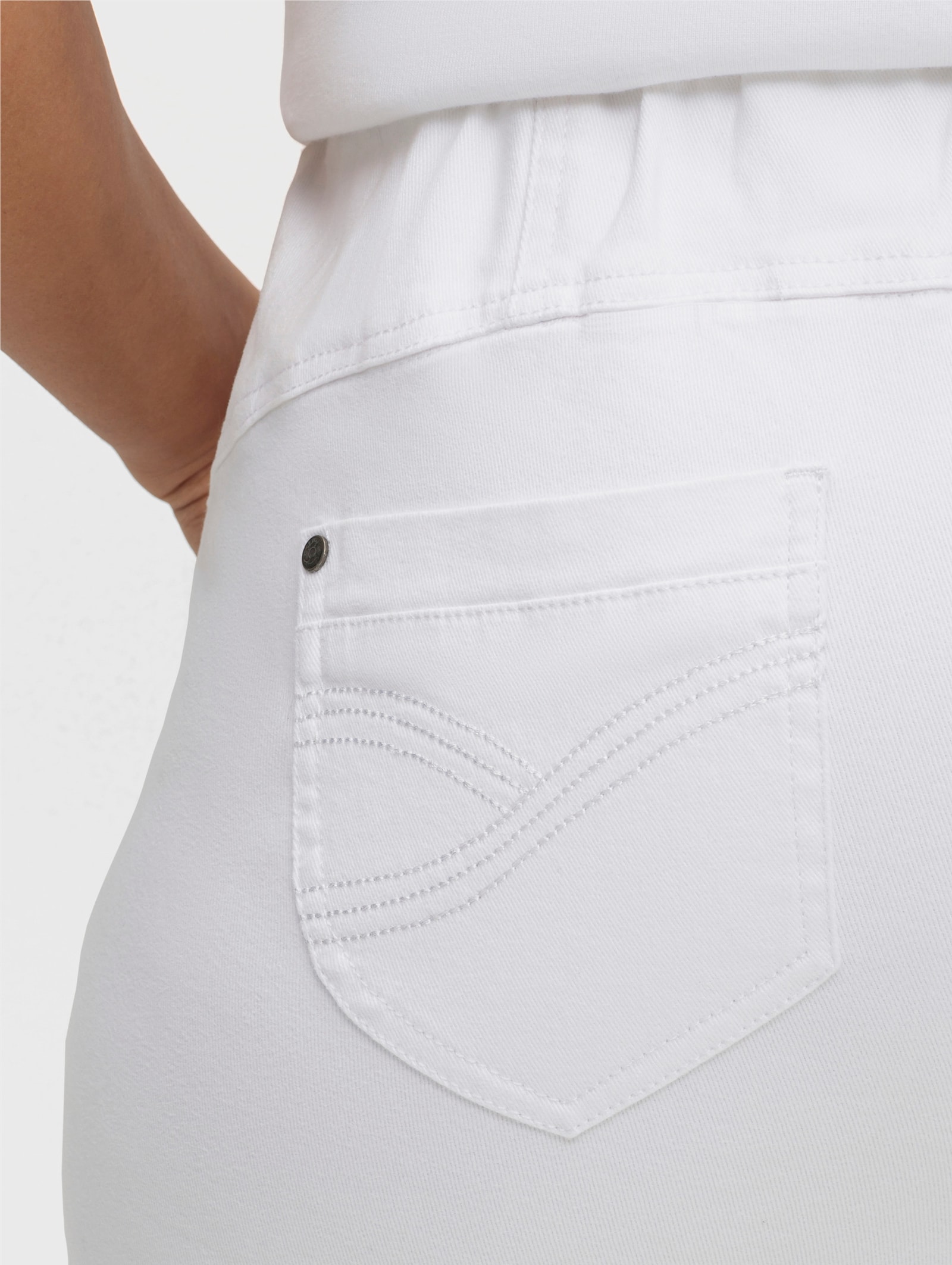 sheego Jegging met brede elastische band - white denim