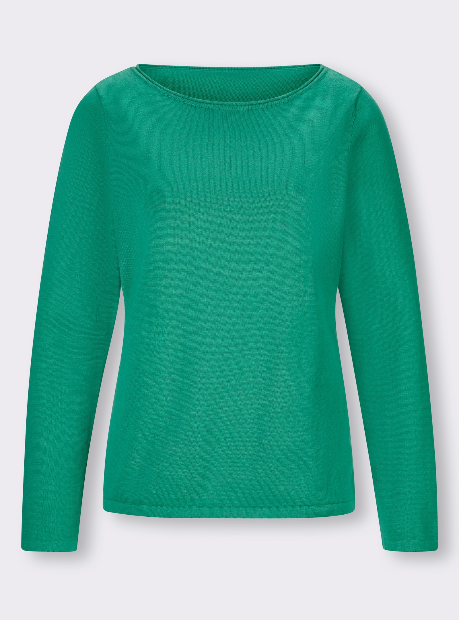 heine Baumwollpullover mit leichtem U-Boot-Ausschnitt - grün