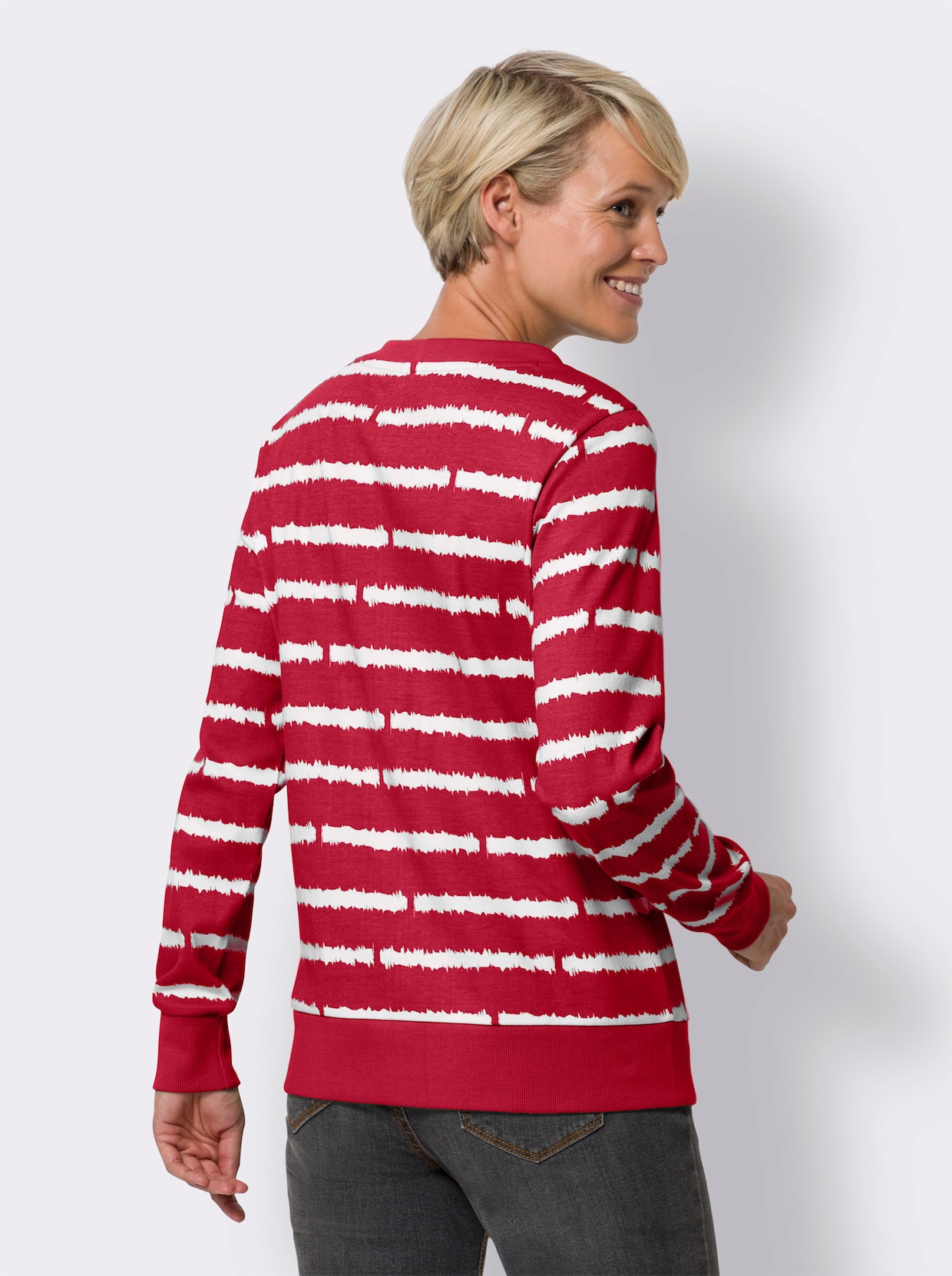 Sweatshirt - rood/wit gestreept