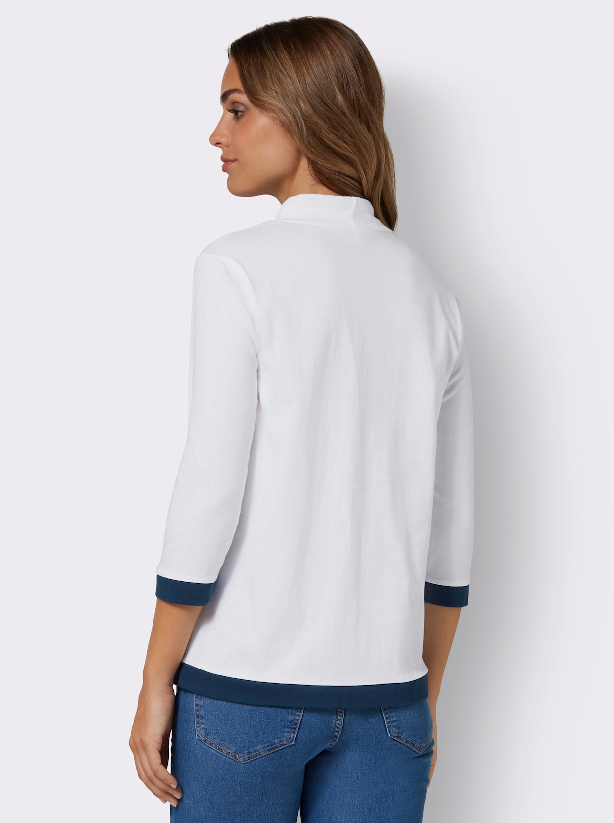 Shirt - wit/hemelsblauw bedrukt