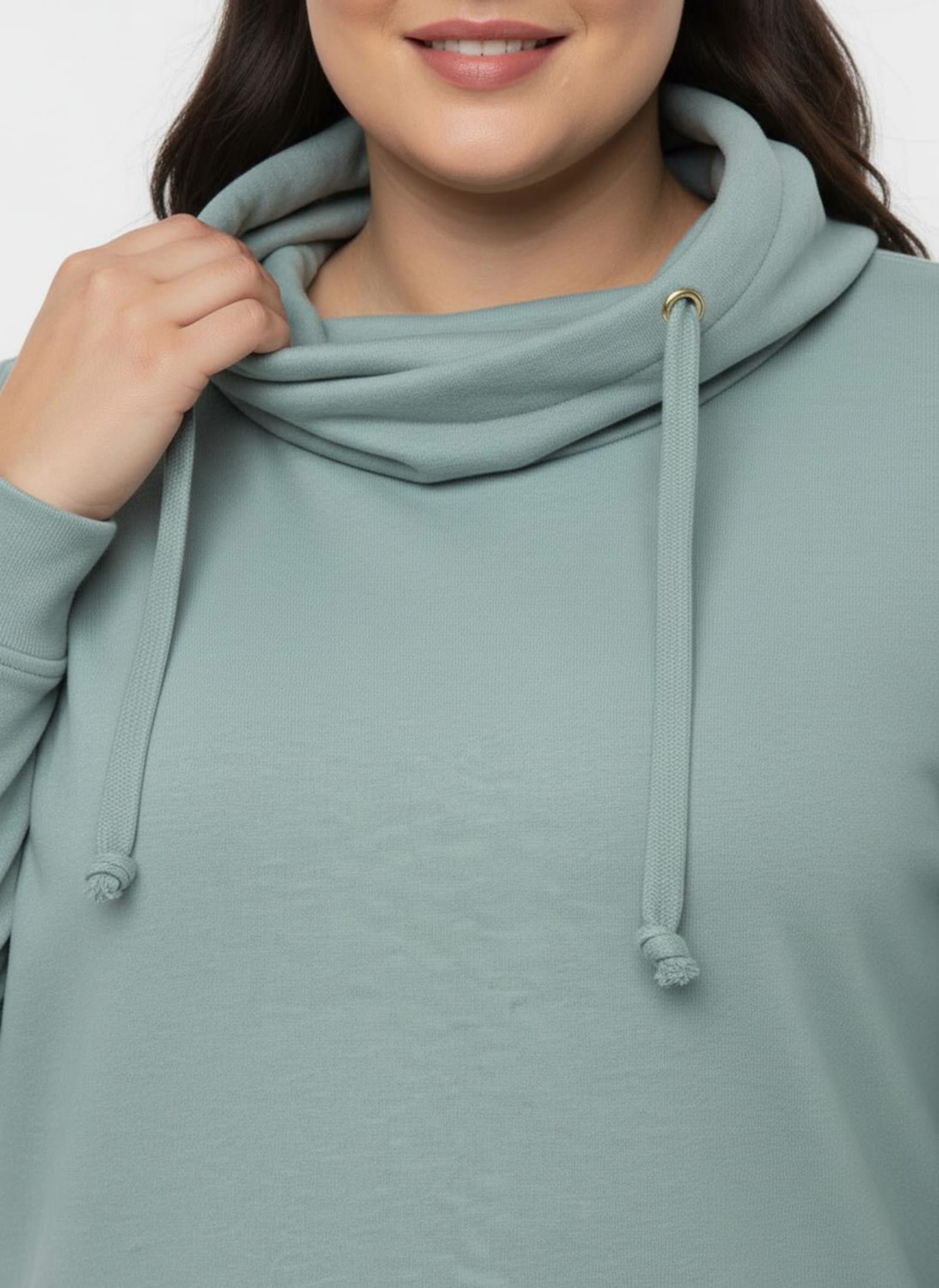 Sweatshirt mit halsfernem Rollkragen - mint