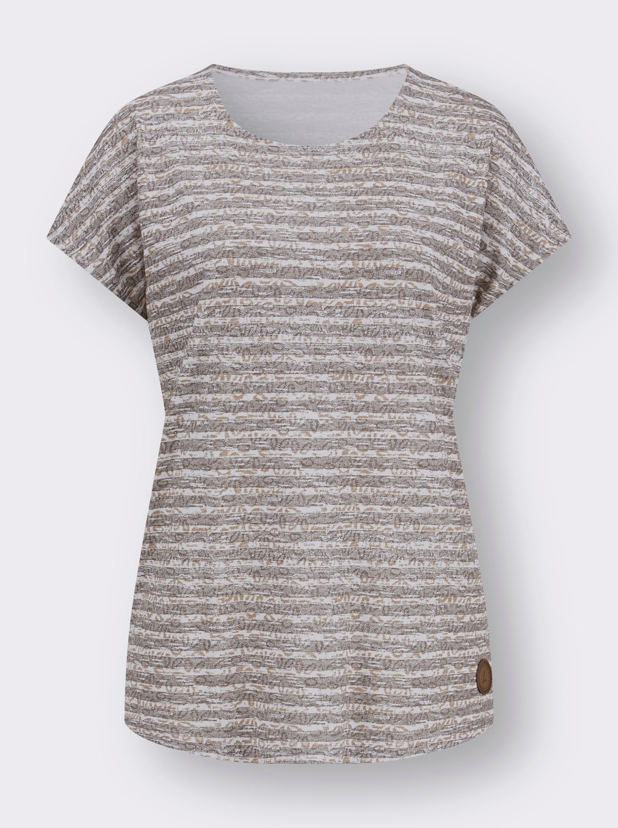 Shirt - taupe-ecru-geringelt