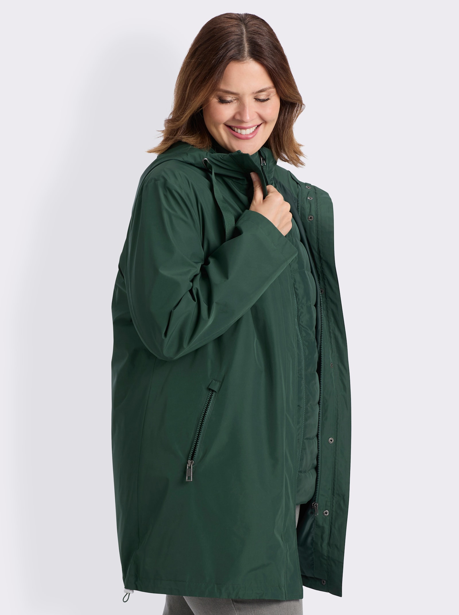 sheego 3-in-1-Funktionsjacke als Jacke oder Weste tragbar - moos
