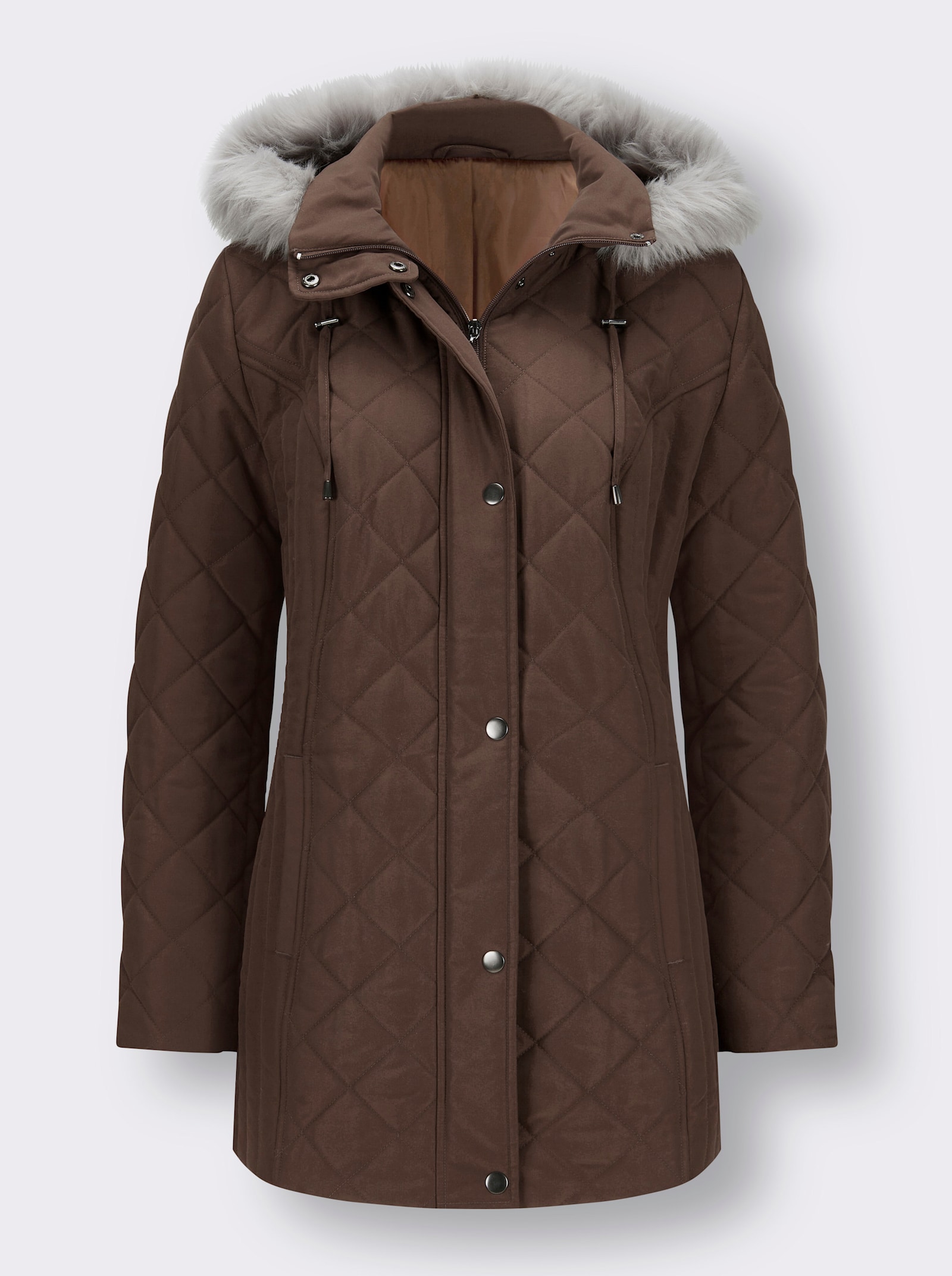 Steppjacke mit abnehmbarer Kapuze - schoko