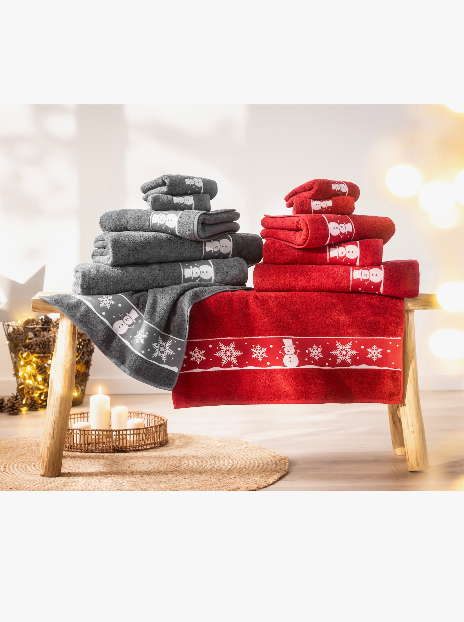 Dyckhoff Handtuch mit Weihnachts-Bordüre - rot