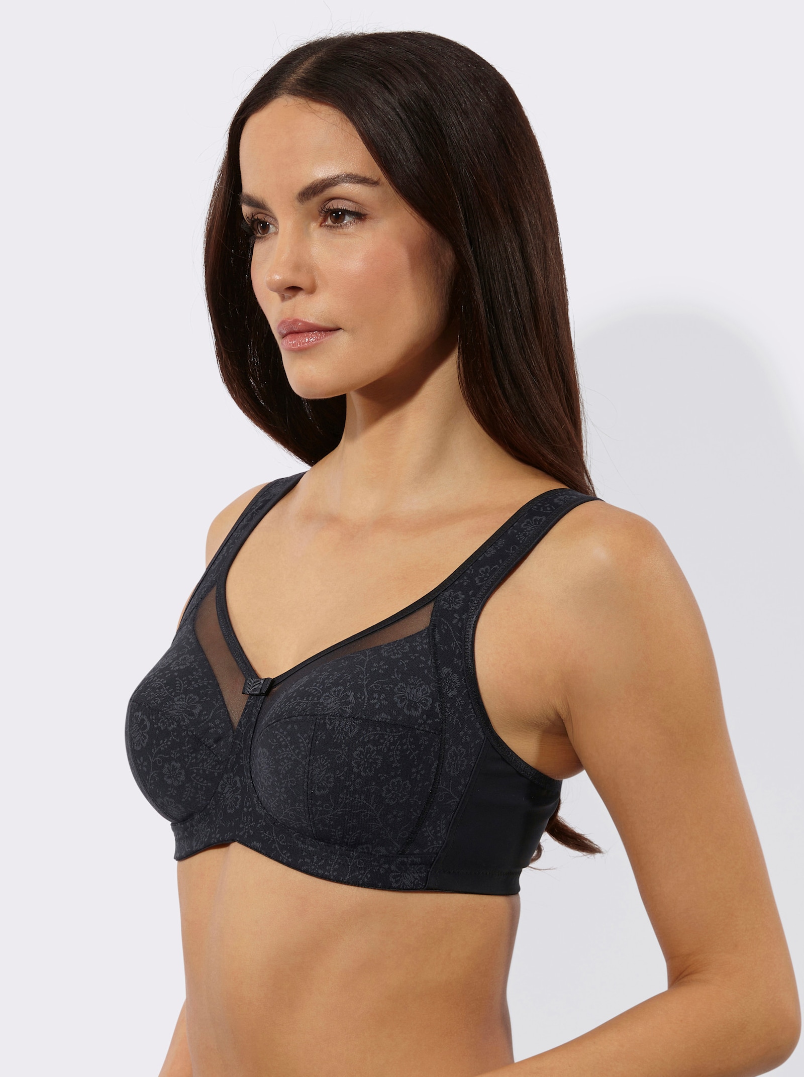 Anita Entlastungs-BH ohne Bügel mit Tüllblende am Ausschnitt - schwarz
