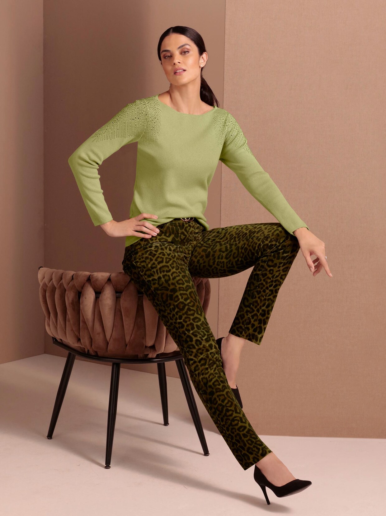 Creation L Premium Viskose-Merino-Pullover - lindgrün