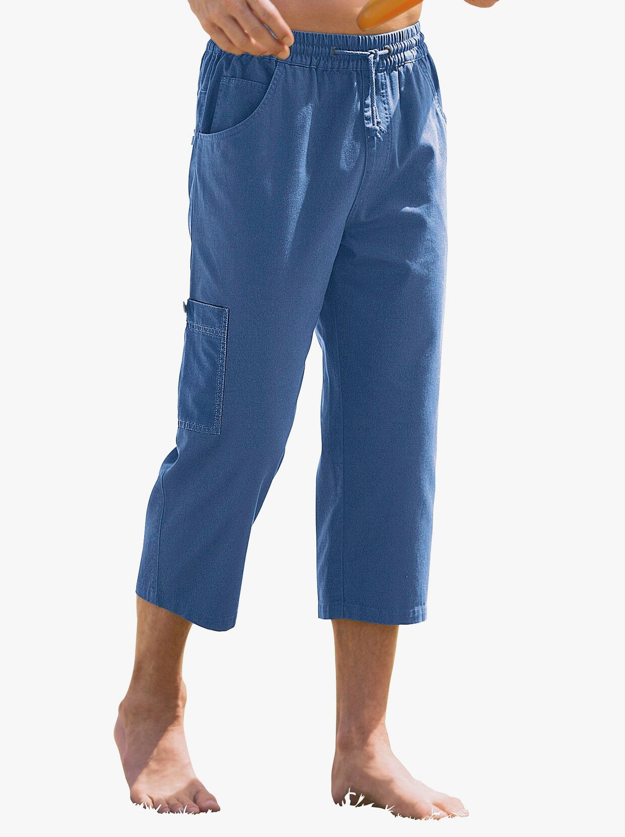 Nohavice na gumu - vyšúchaná modrá