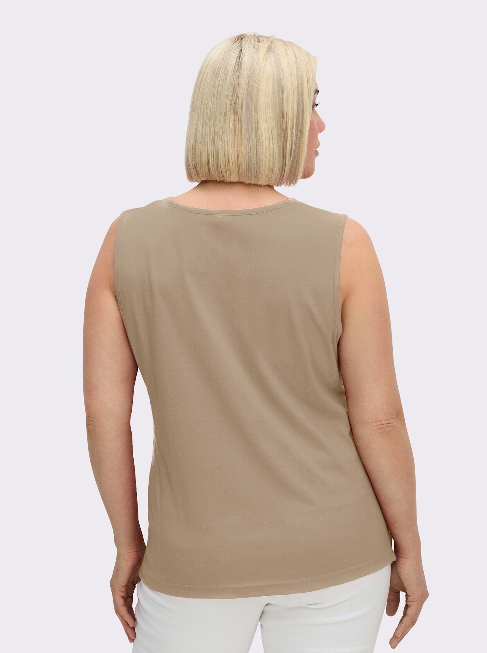 Shirttop mit Seitenschlitzen - beige