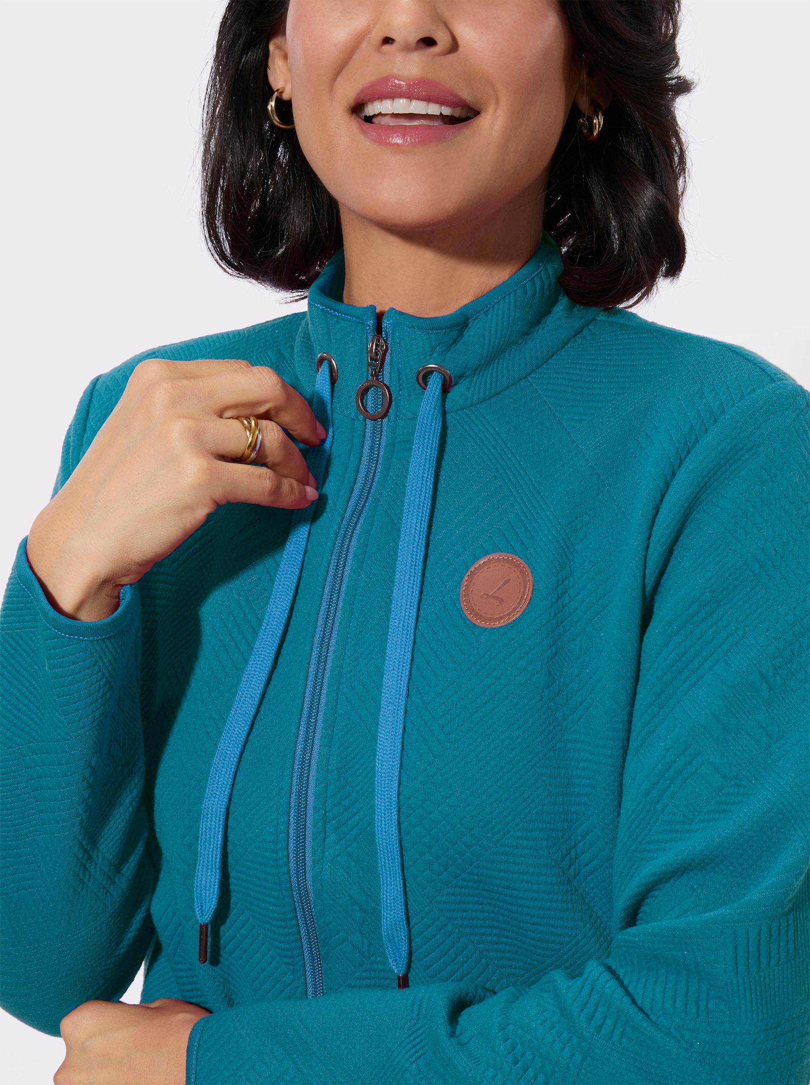 Shirtjacke im Jacquard-Mustermix - aquapetrol